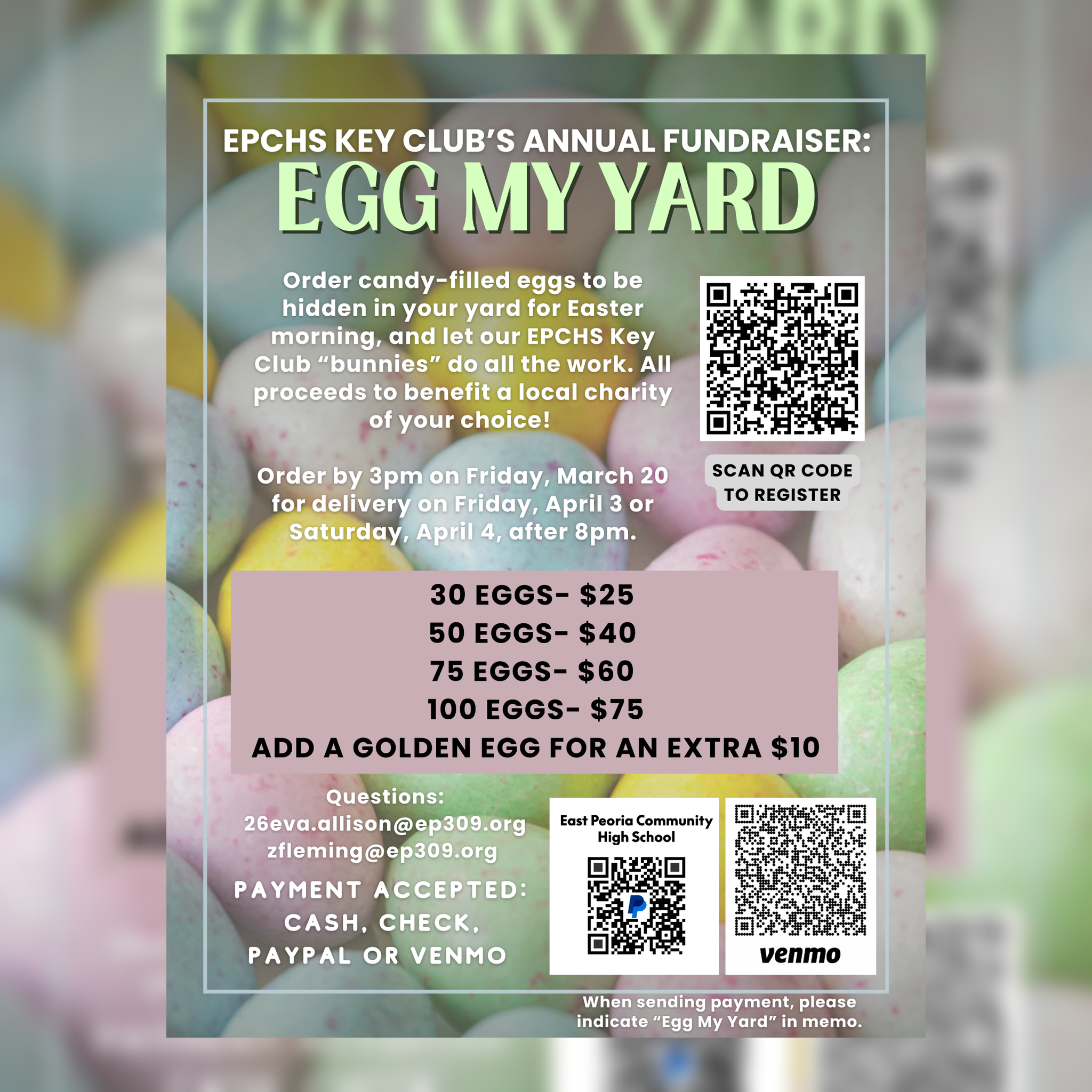 EPCH Key Club's Annual "EGG MY YARD" Fundraiser