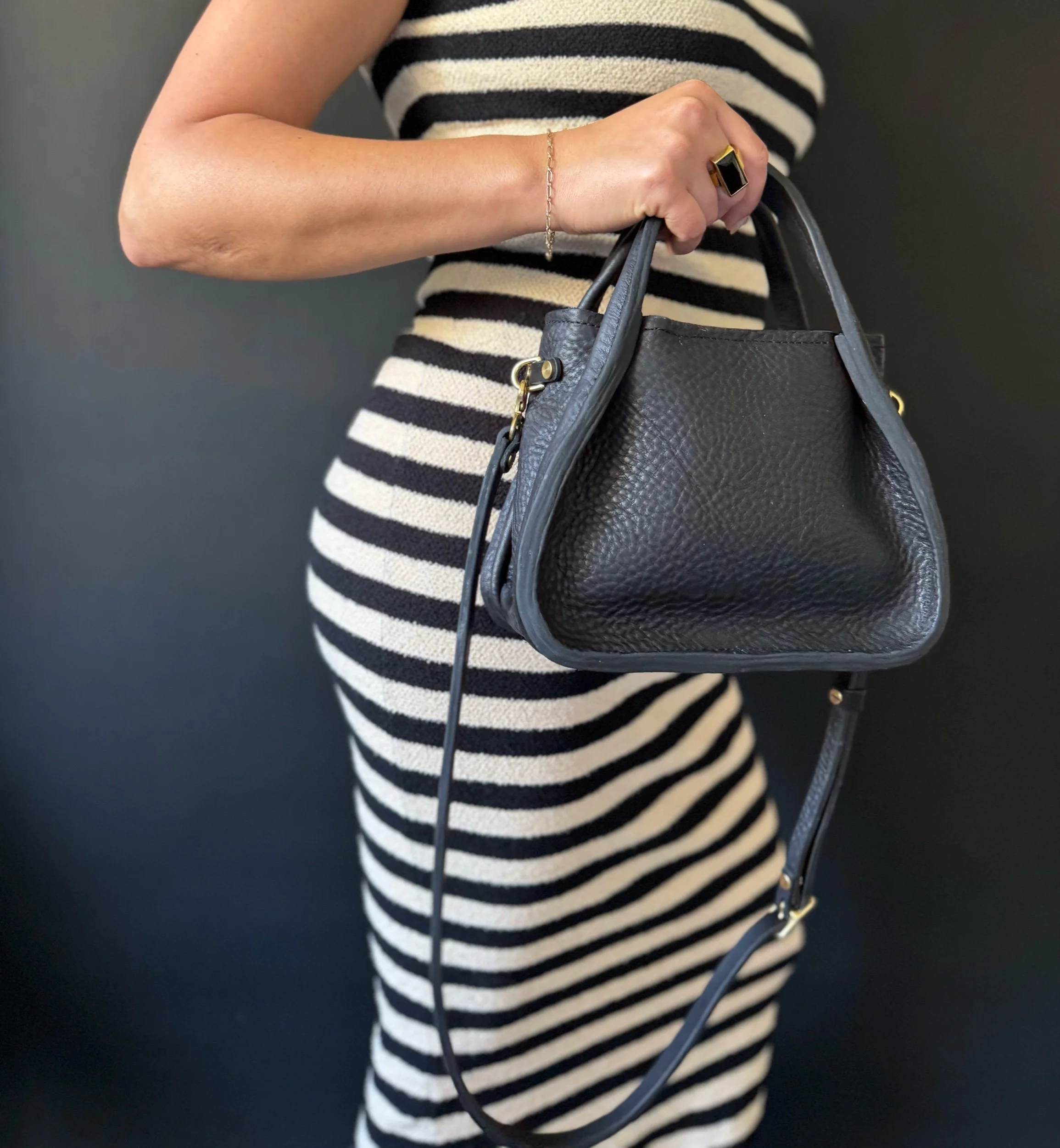 Stella Handbag |  Pebbled Black