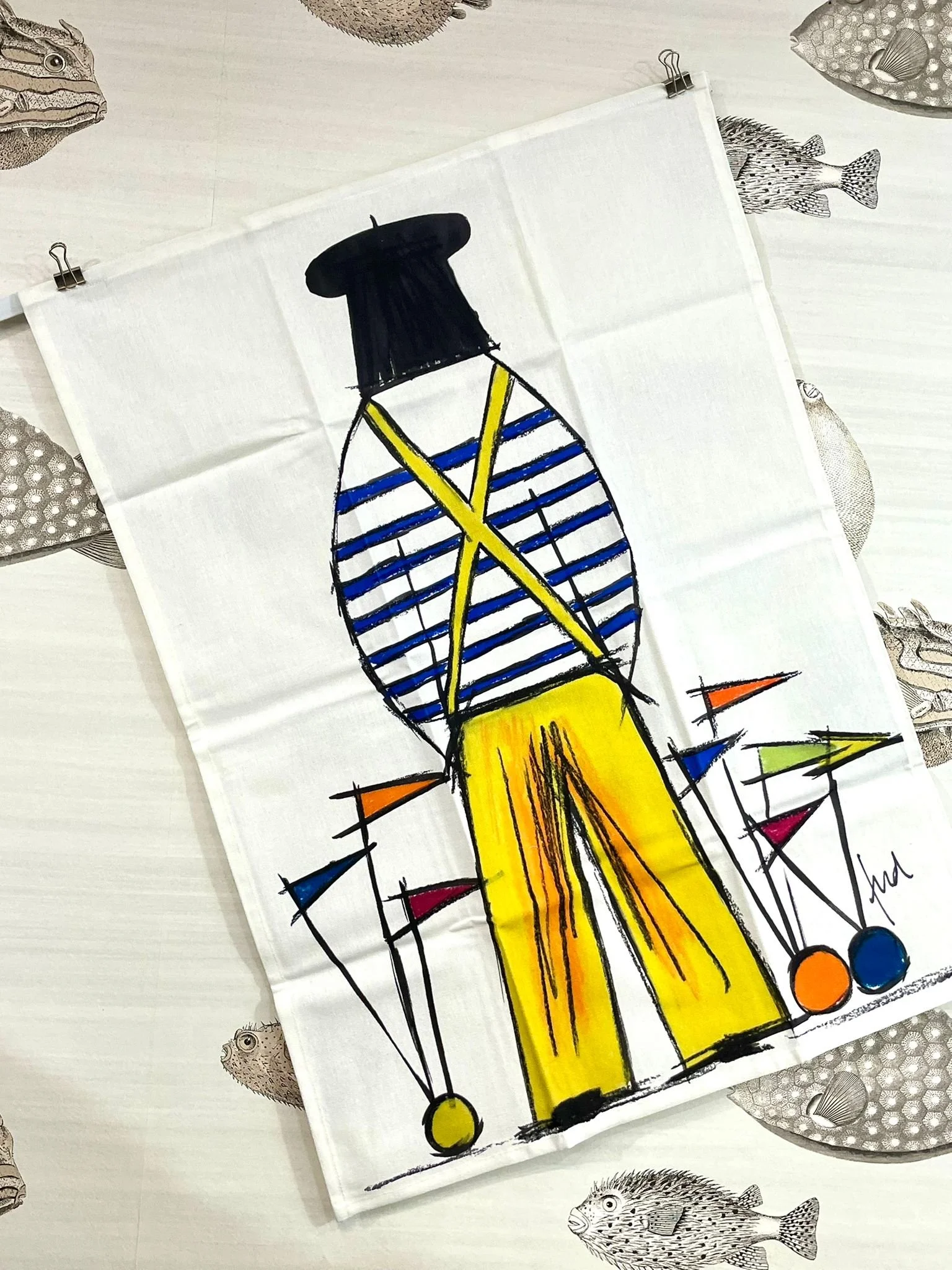 Torchon Boem Pêcheur à pied jaune - Fabriqué en Bretagne