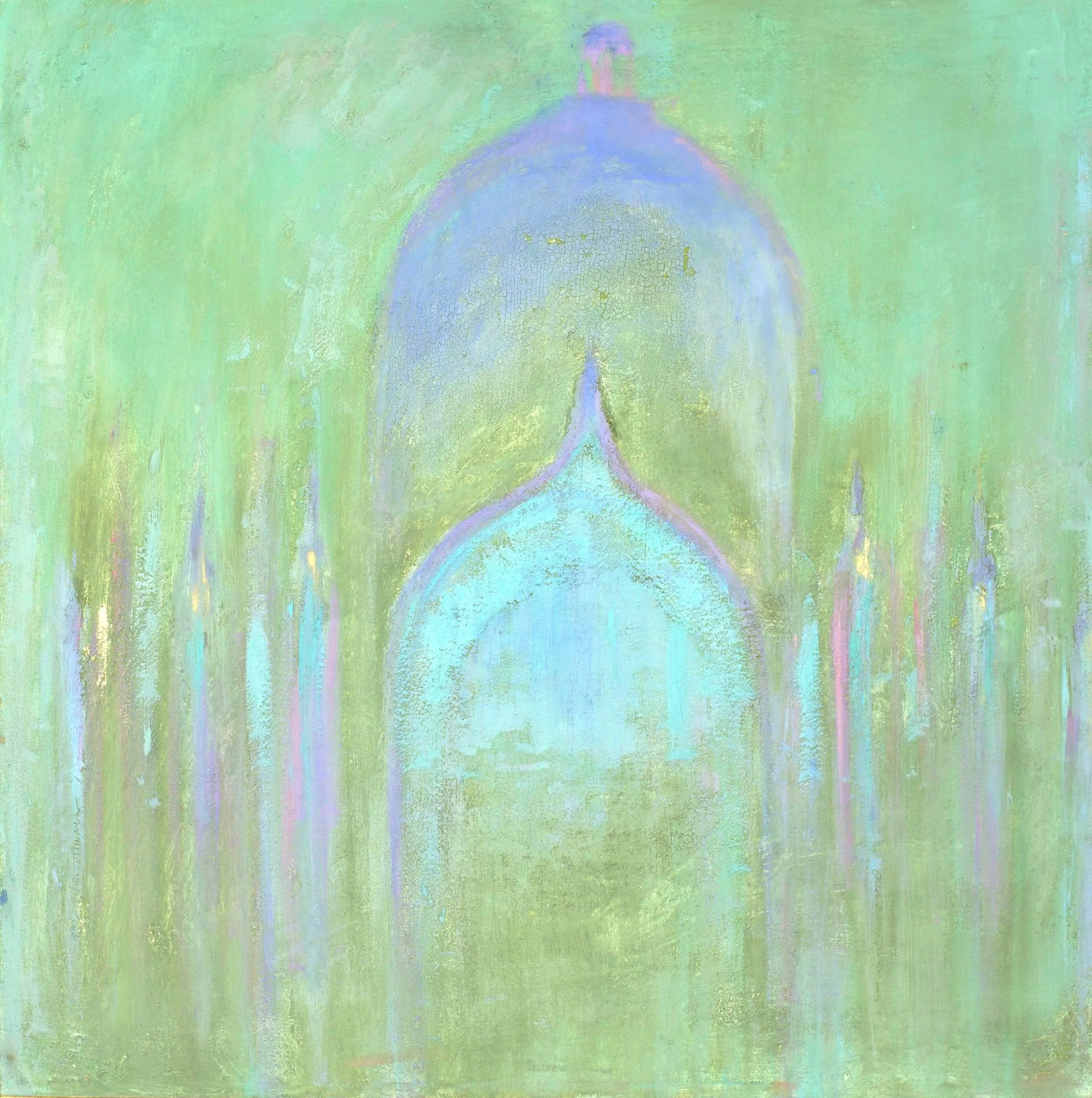 DOME 2325, Oil and metal on linen, cm 80x80, 2025