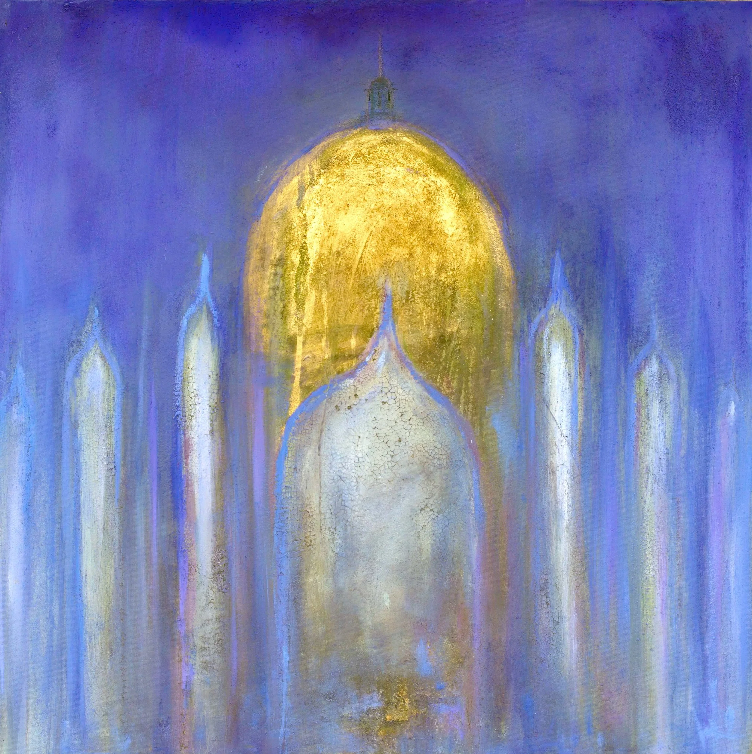 DOME 28225, Oil and metal on linen, cm80x80, 2025