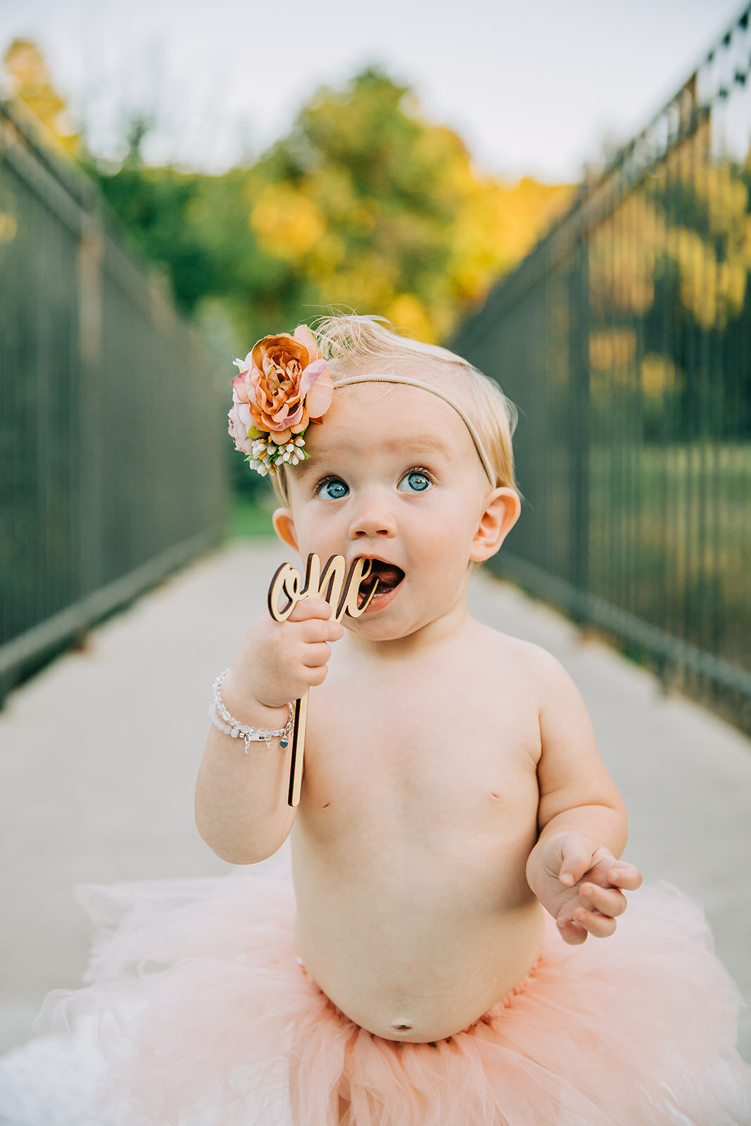  first birthday shoot kids outfit inspo baby hairstyle inspo baby standing posing ideas baby hands dancing queen blue eyed baby props for kids photos turning one baby jewelry inspo soft baby skin kids photography photos in the park pink outfit cute b