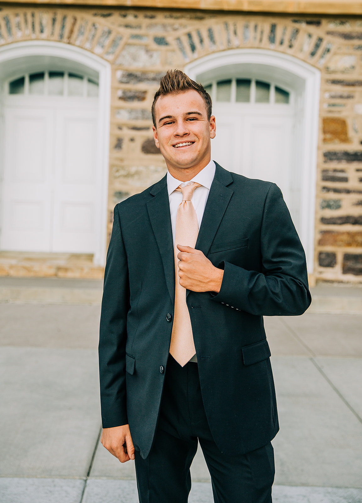  mission pictures logan utah temple lds mission missionary photo shoot professional portraits photographer cache valley bella alder photography northern utah missionary photos blush tie black suit book of mormon I hope they call me on a mission elder