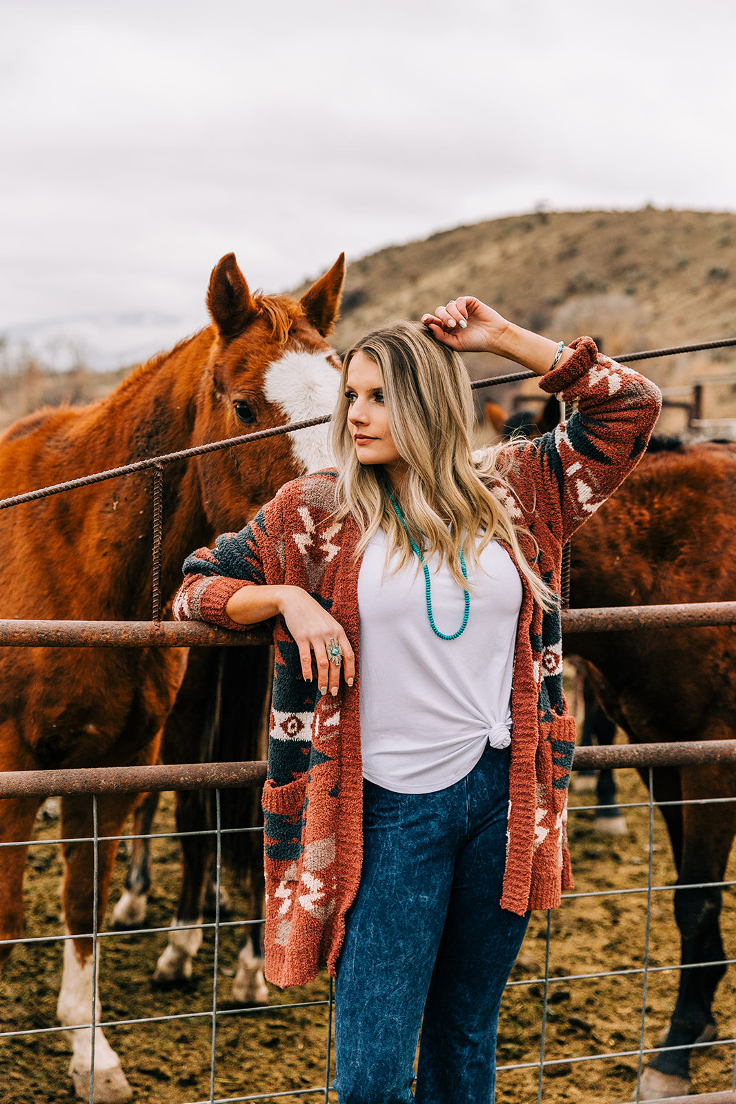  native cardigan stone jewelry accent jewelry long hairstyles hair and makeup inspiration country style professional photographers in utah commercial photographers in utah horses wild rag boutique commercial photography product photography weber utah