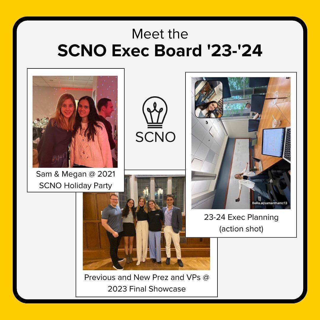 WOOHOO SCNO 23-24 🥳🥳🥳 We&rsquo;re so excited for the school year and wanted to kick it off by introducing our amazing exec (starting with our prez and VPs!!!!)