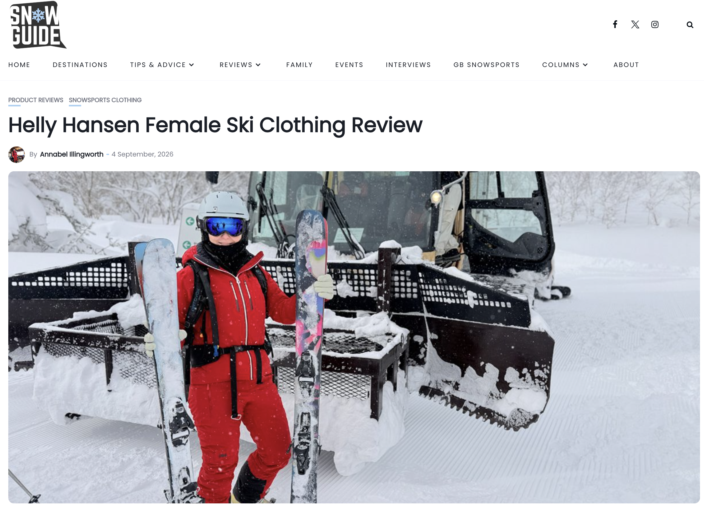 Snow Guide - Helly Hansen Female Ski Clothing Review