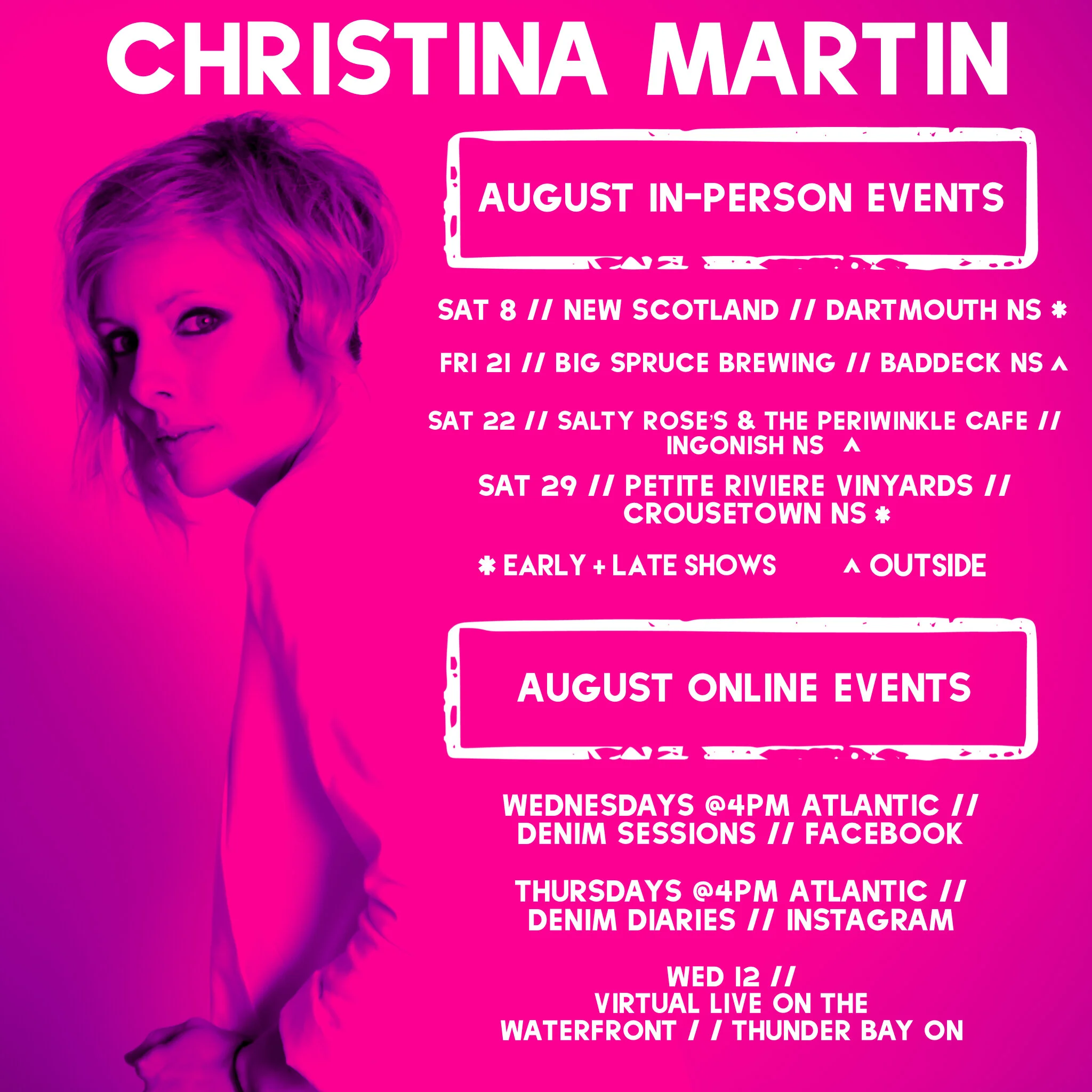 August 2020 Online &amp;  In-Person Events