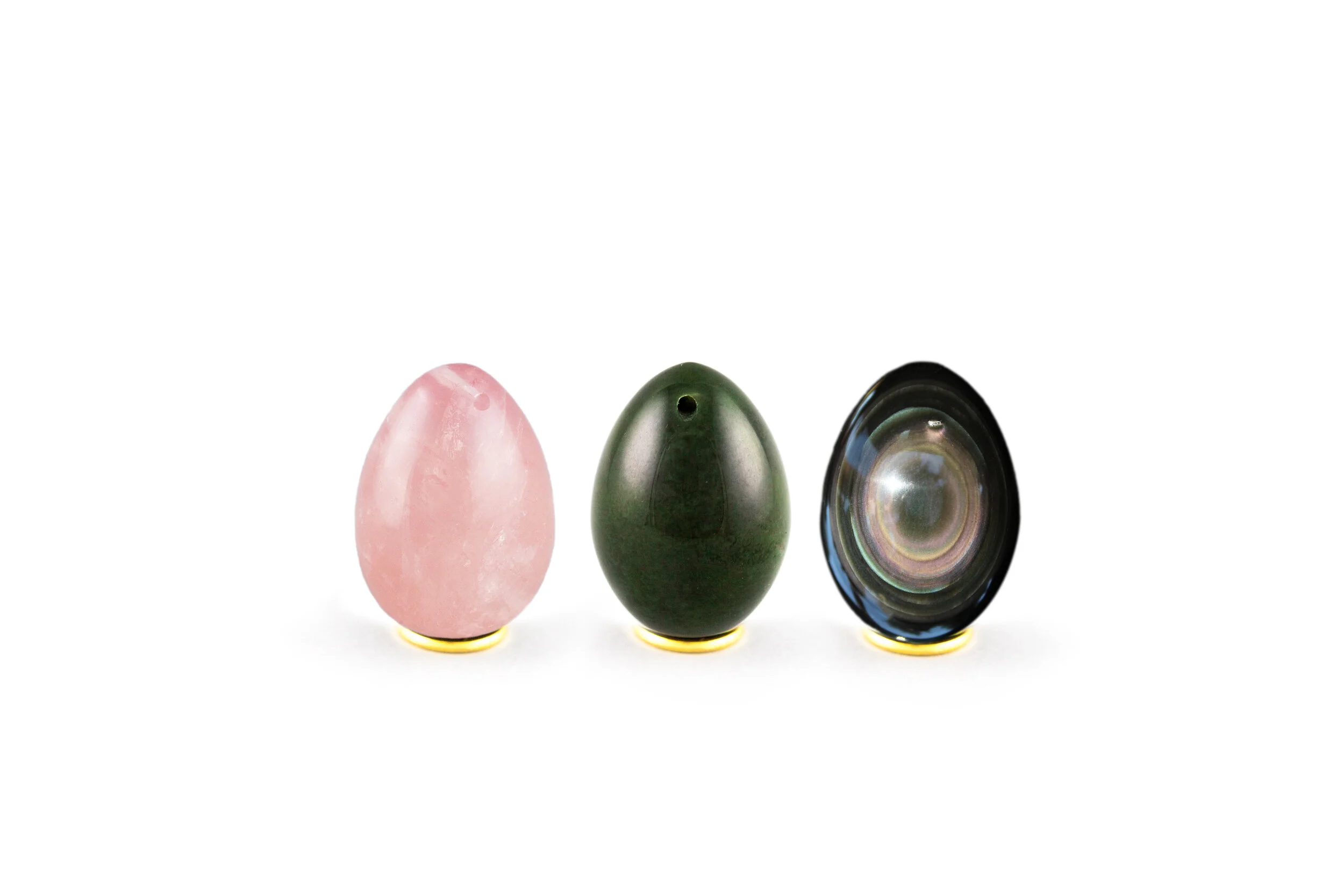 Rose quartz, Jade and Rainbow Obsidian Yoni Eggs