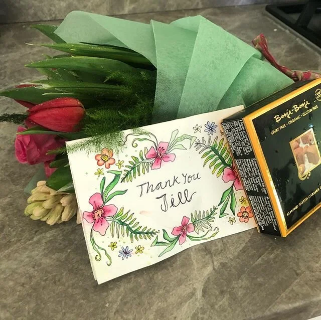 My friends are so so so kind. One friend bought me an &ldquo;untippable&rdquo; coffee mug after I spilled coffee on and killed my laptop. Another friend just dropped off a bouquet of flowers and a beautiful hand-painted card and chocolate! #feelinggr
