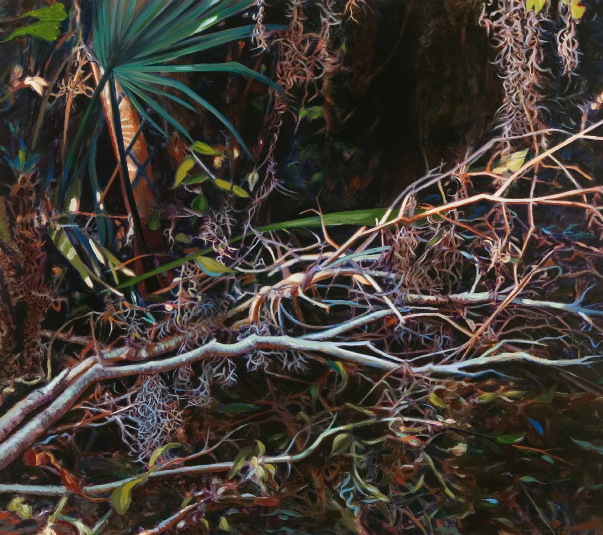 Primordial , oil over acrylic, 48 x 56", 2015