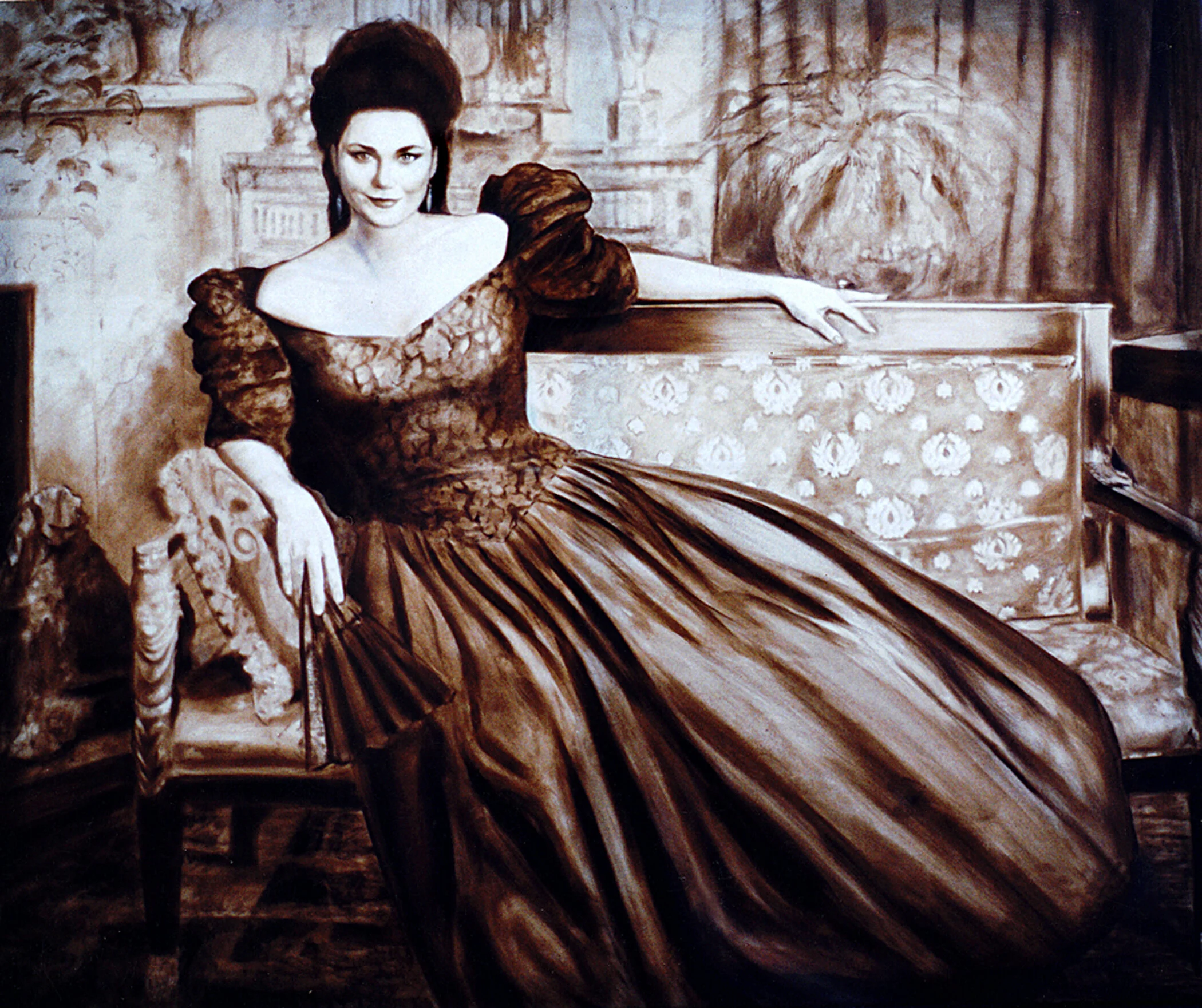 Delta Burke , oil sketch, 48" x 68"