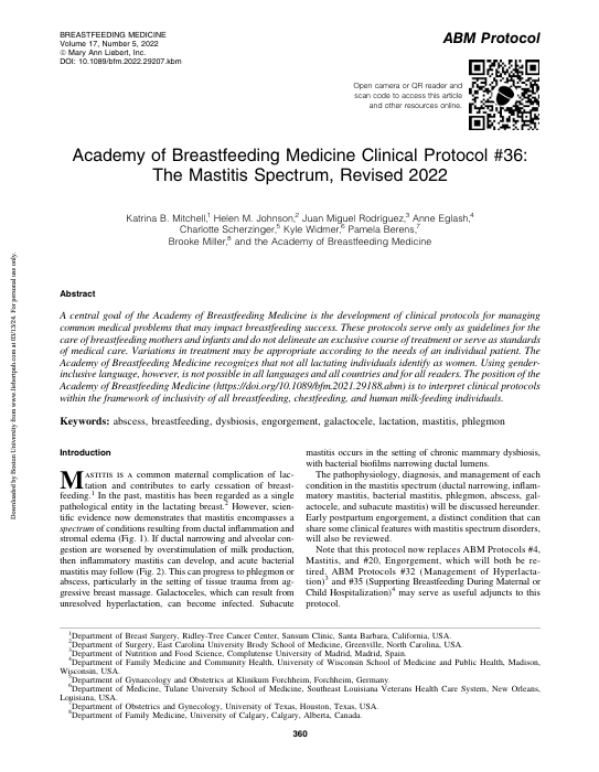 ABM Mastitis Clinical Protocol (Copy)