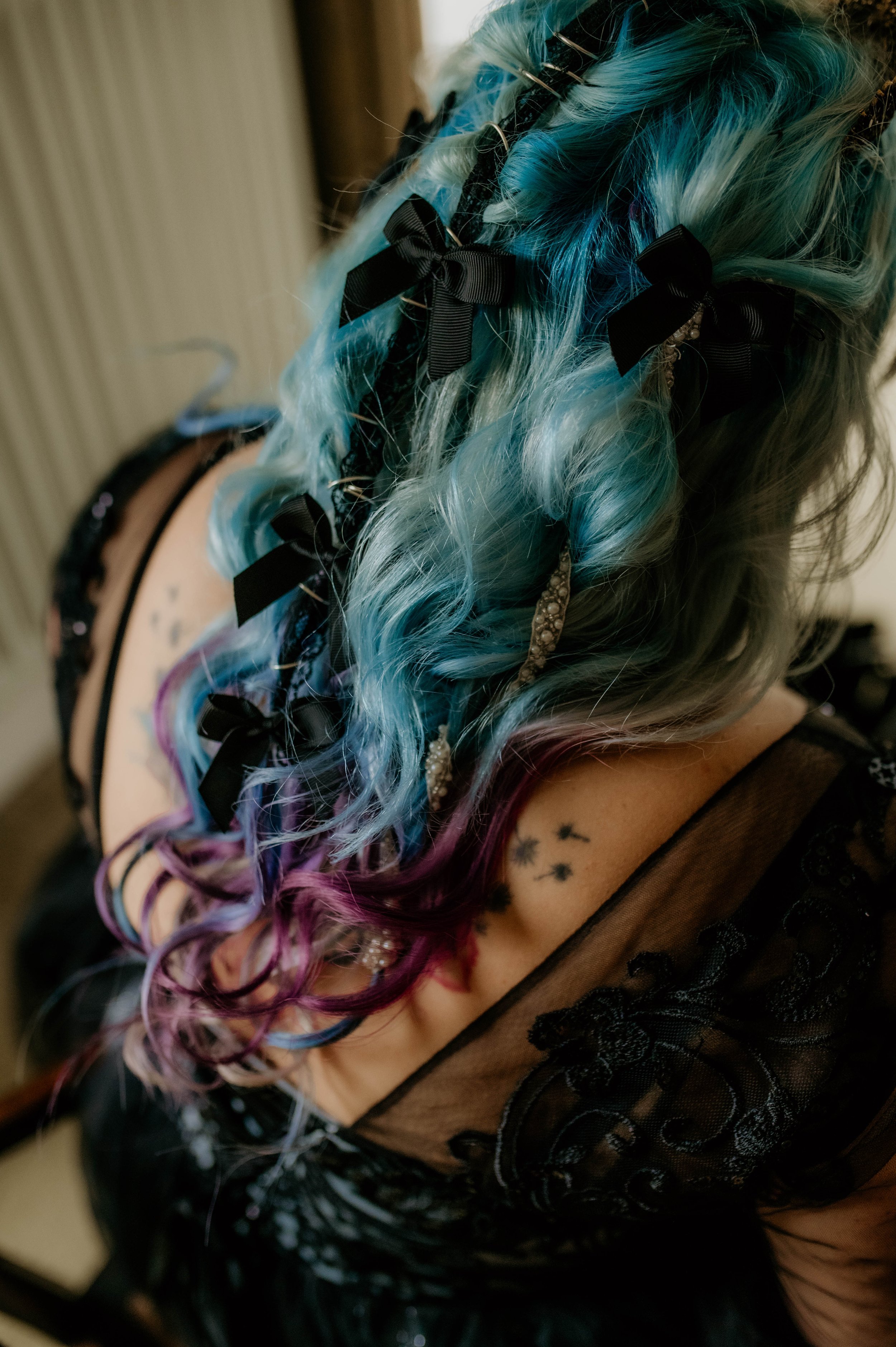 Legend Bridal Gothic Steampunk Wedding Getting Ready hair bows.jpg
