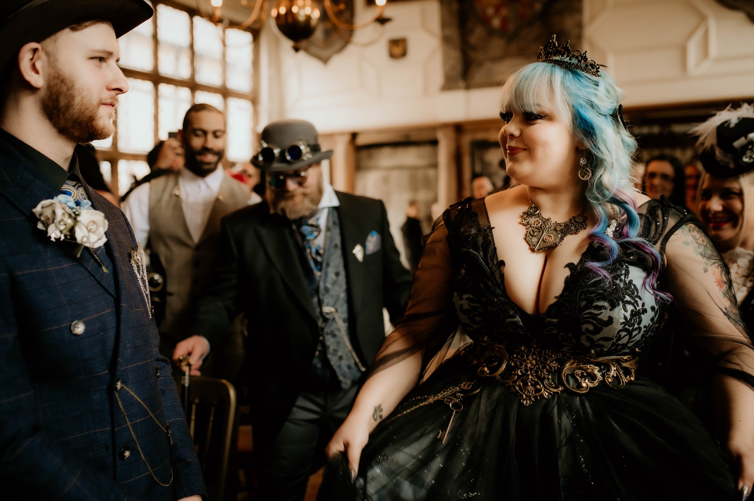 Legend Bridal Gothic Steampunk Wedding Ceremony first look.jpg