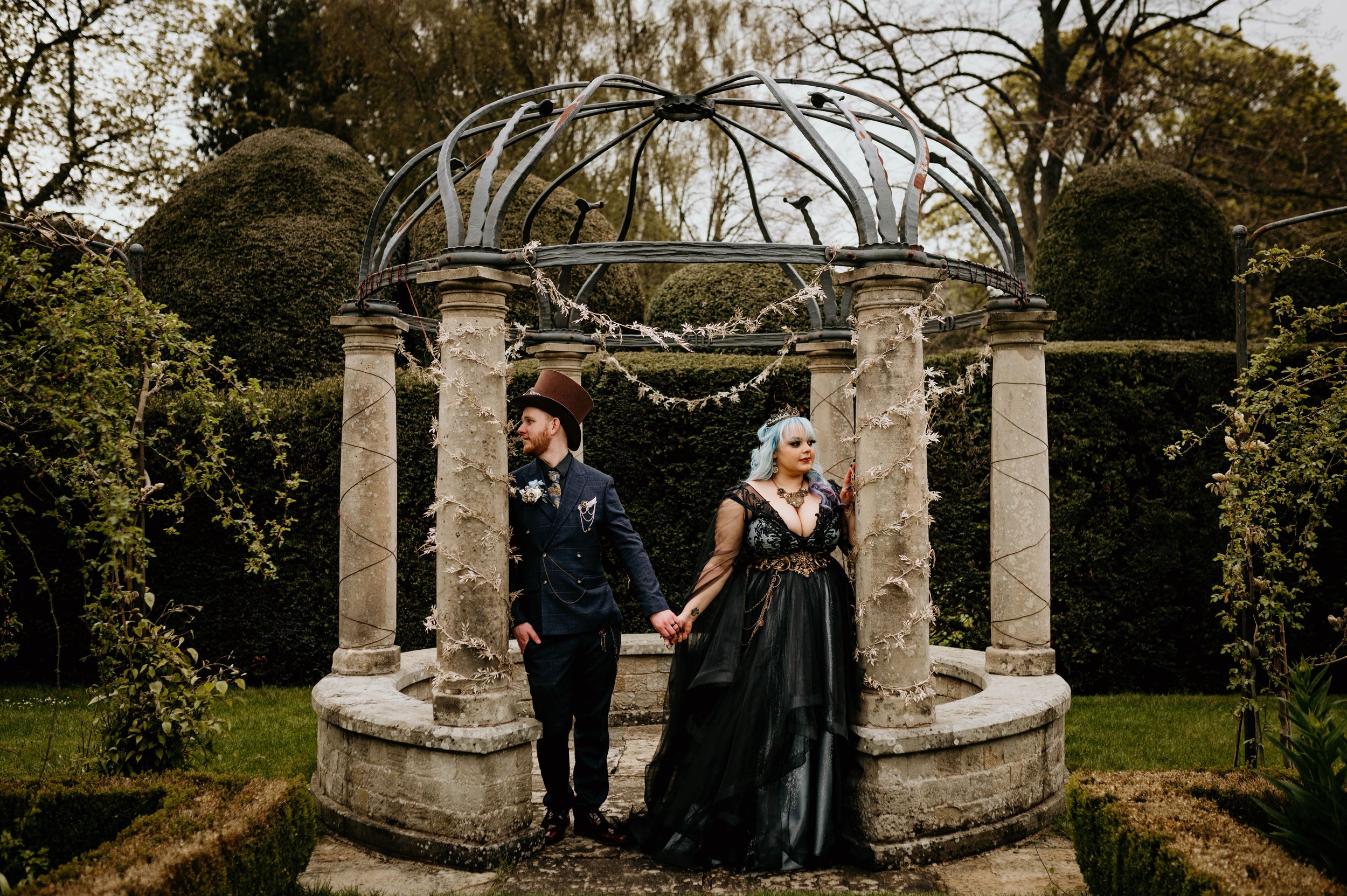 Legend Bridal Gothic Steampunk Wedding Portraits happy couple.jpg