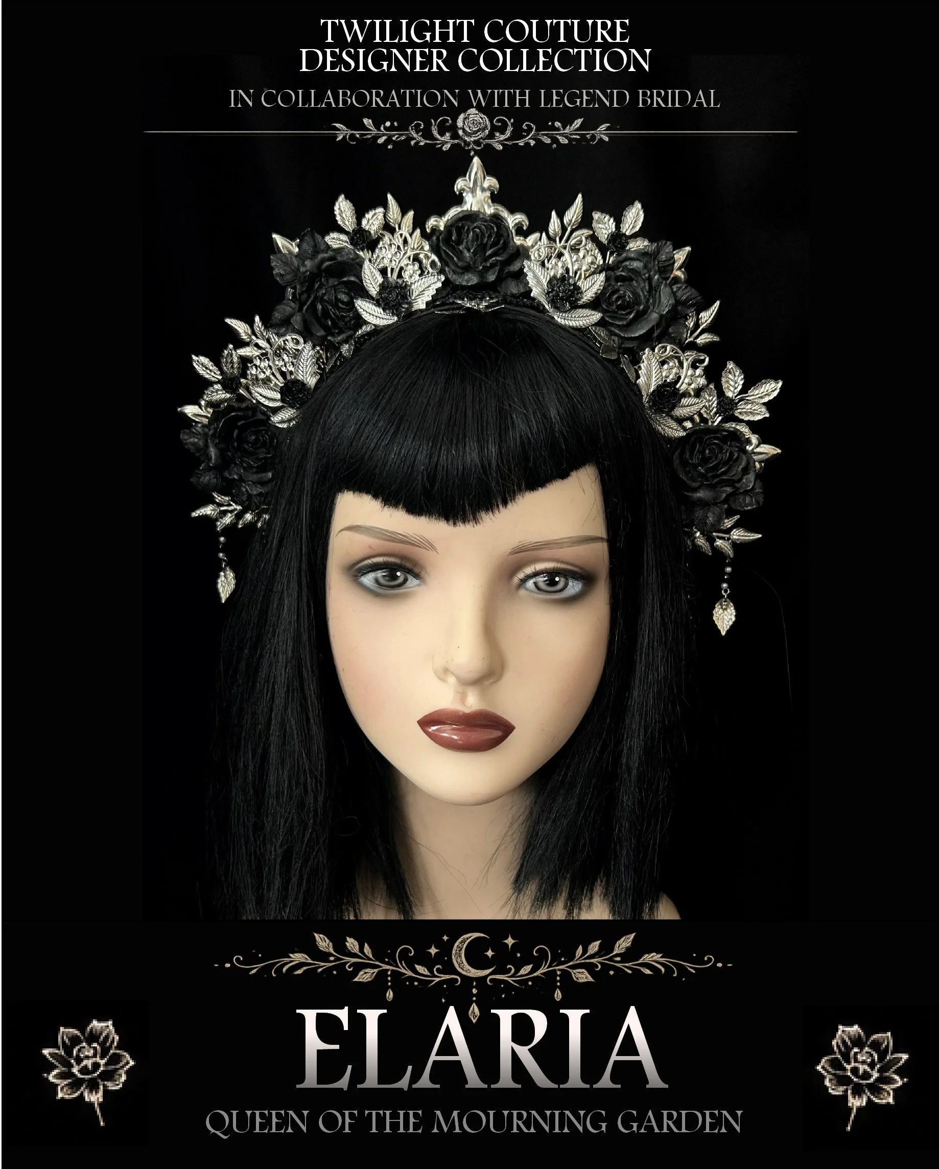 Elaria Gothic Floral Bridal Crown
