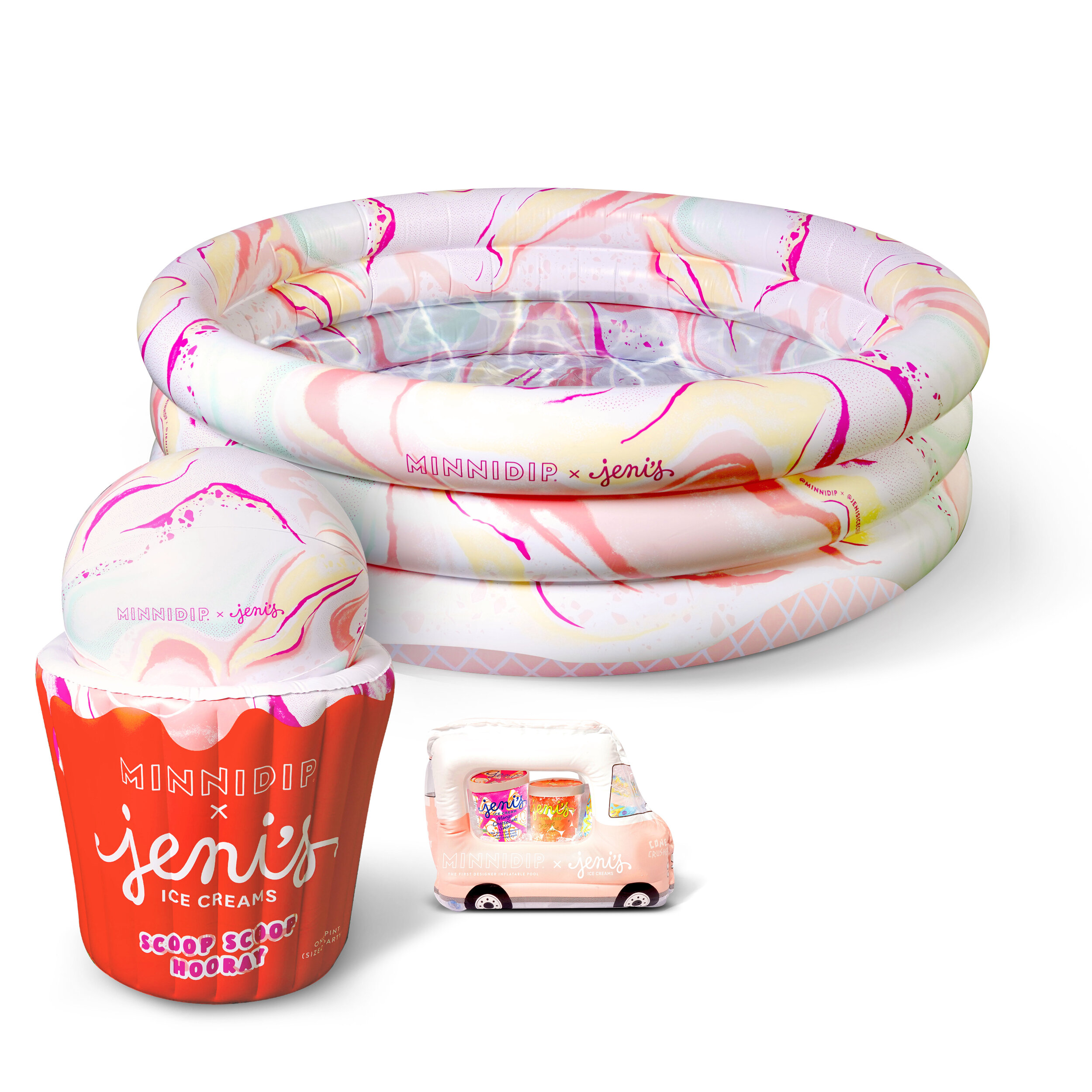 the MINNIDIP x JENI'S Pool Party in a Box: Pool Edition — MINNIDIP LUXE  INFLATABLE POOLS BY LA VACA