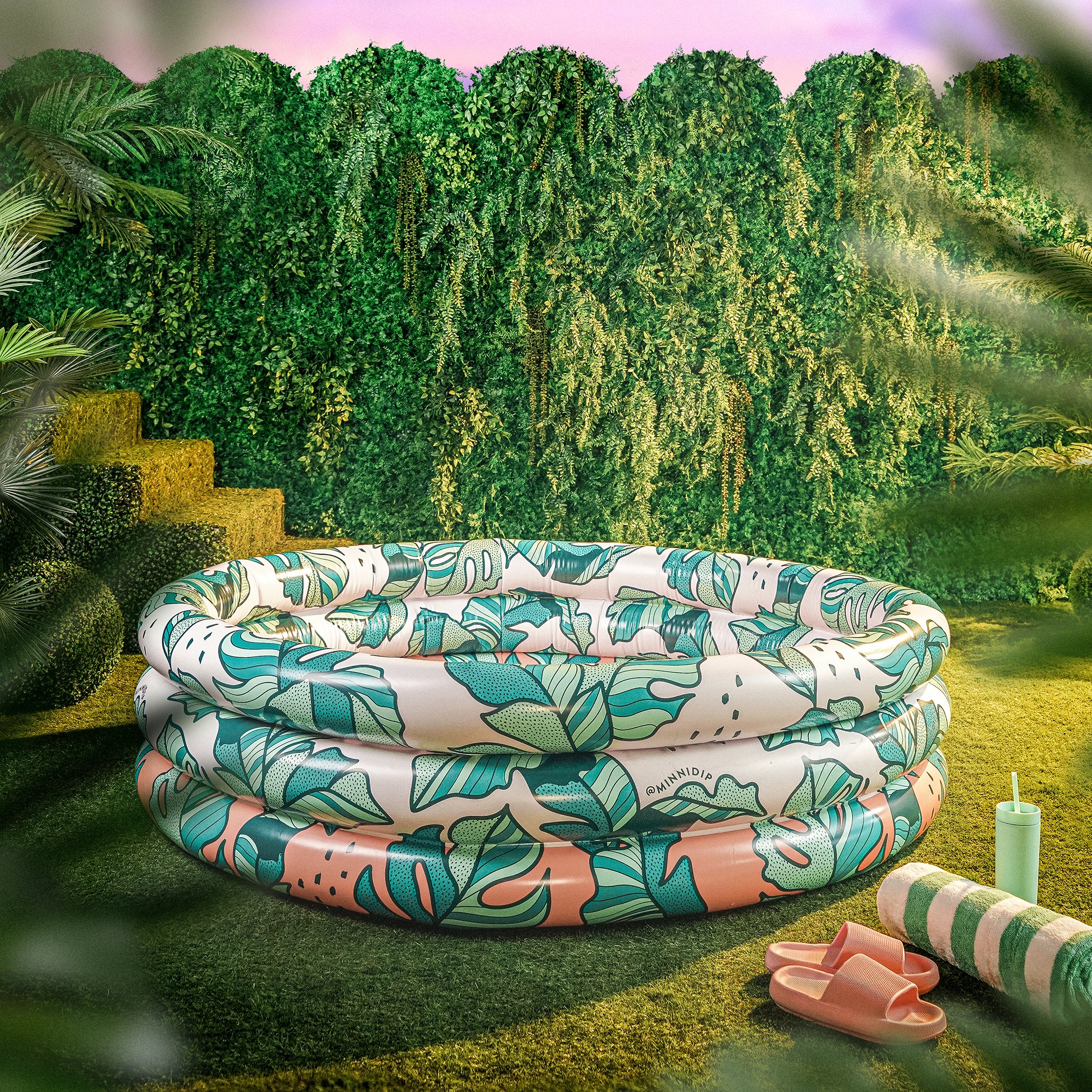 Designer Inflatable Pool Minnidip Banana Leaves Palm Trees 5.5FT x 1.5FT SUMMER 