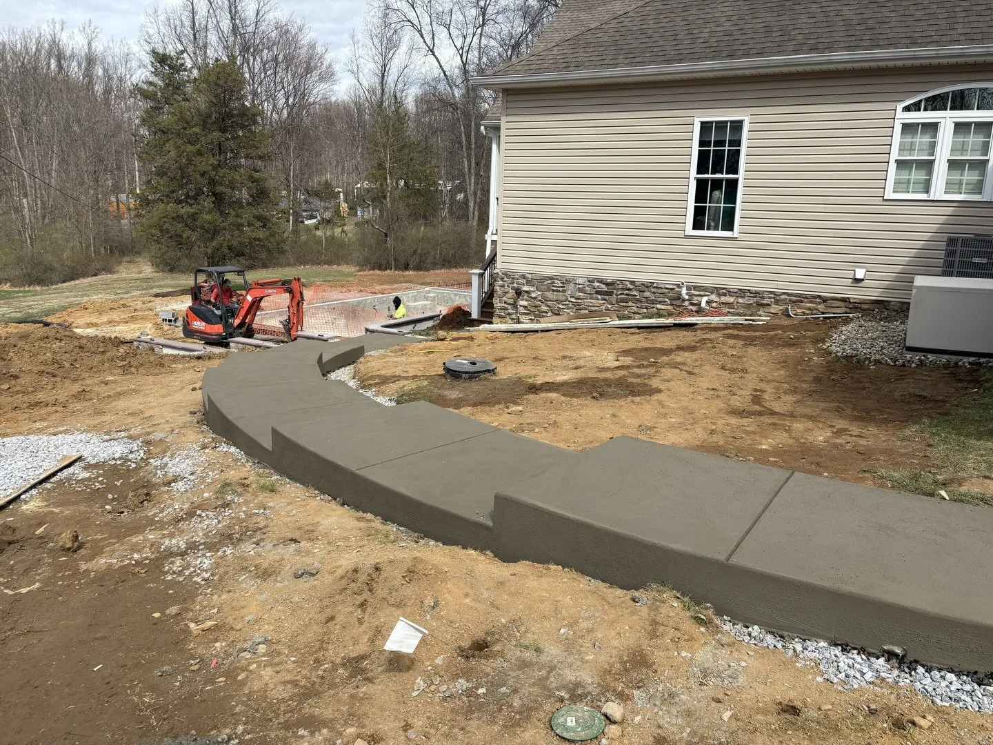 Set of steps leading down to a future pool deck patio.
.
.
.
.
.
#concrete #customconcrete #concretesteps #lancasterpa #concretelife