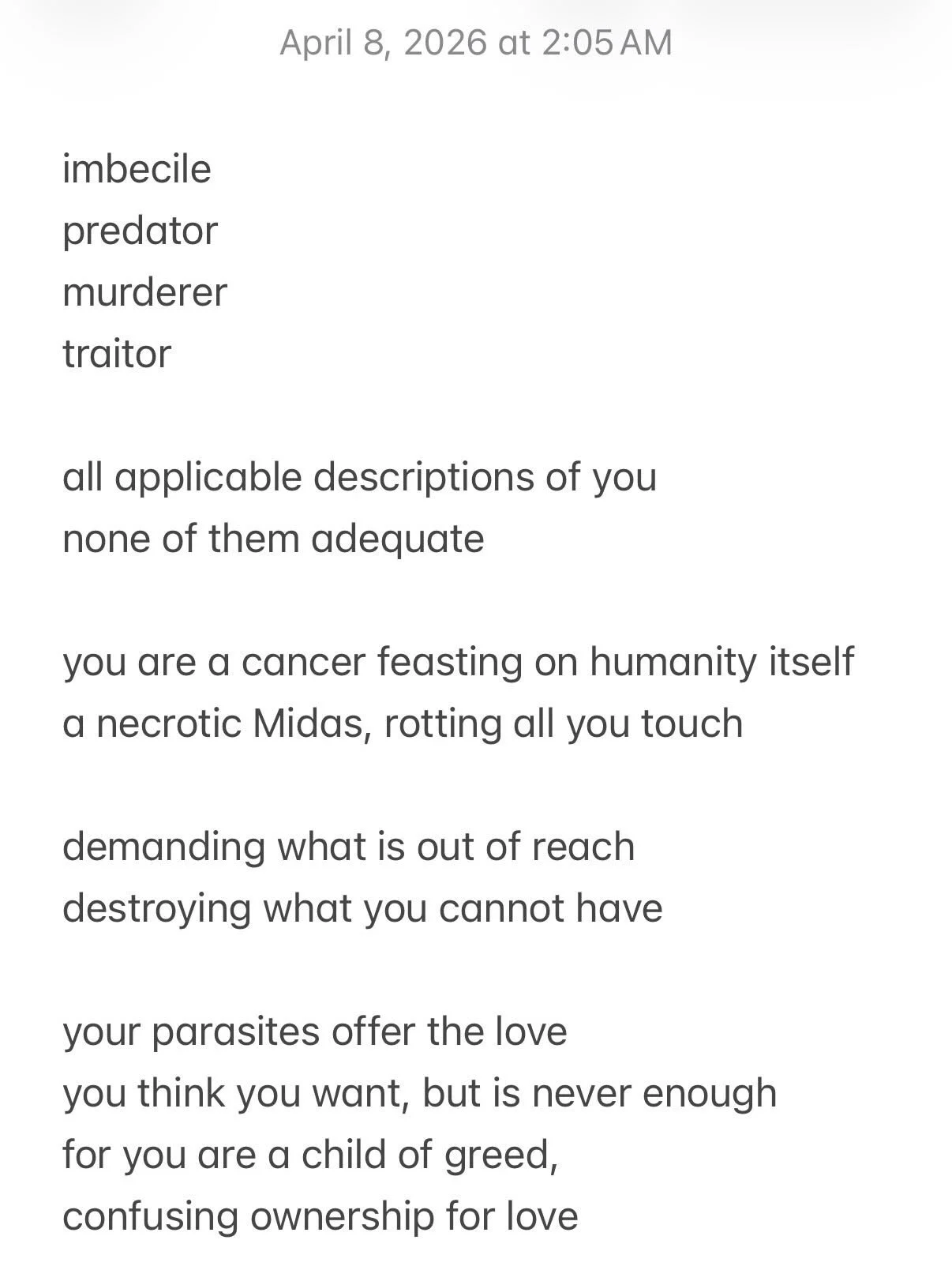 A letter to the president