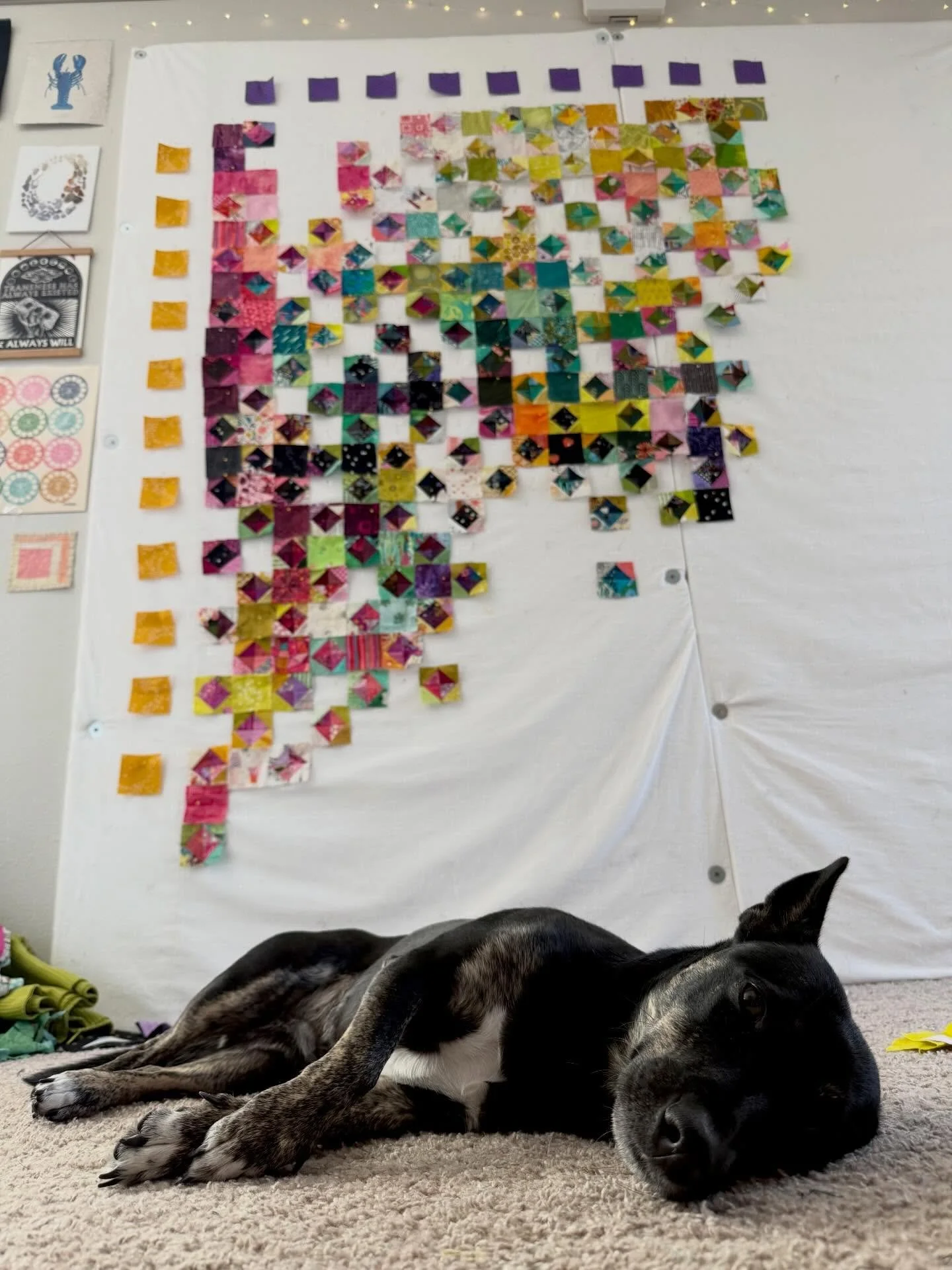 Well that escalated quickly.

Each time I teach my Scrappy Color Flow Workshop, I make a quilt as a demo. The last photo is the one I made while teaching @sewtopia 

My practice is to sew the cutoffs into little blocks (HSTs) rather than throwing the