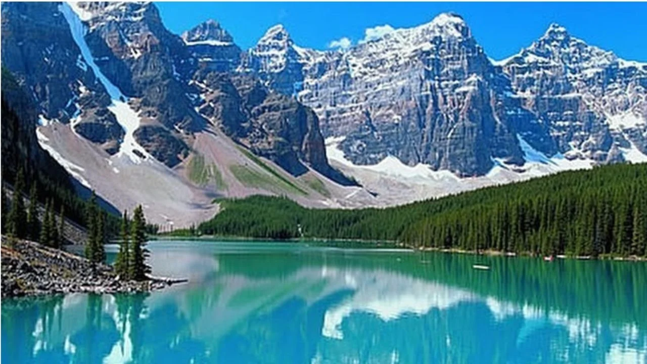 Beautiful Moraine Lake in summer. 
