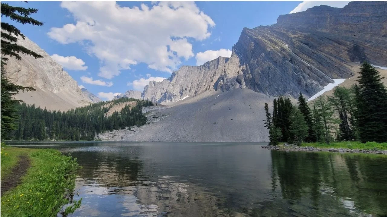 A view of Chester Lake, Alberta, in summer.