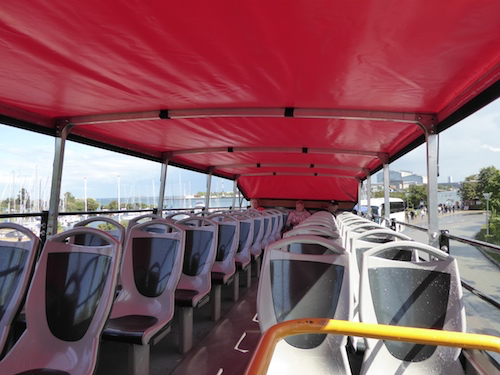 The upper deck of the HoHo bus