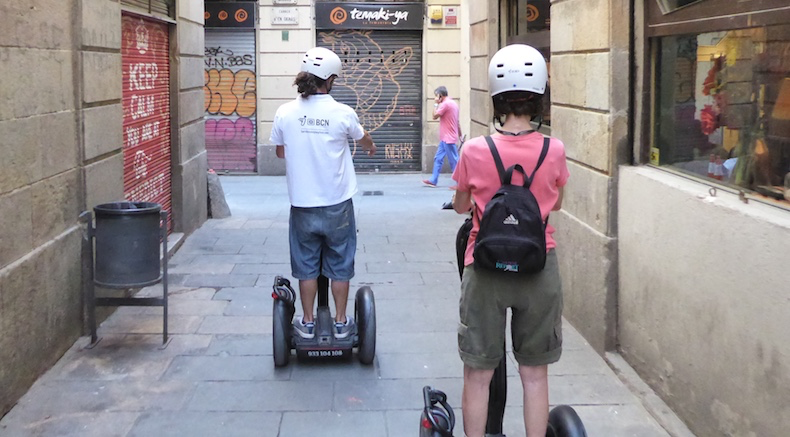 Segways make navigating narrow streets very easy