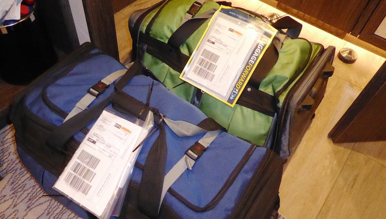 Our bags are labeled for the return trip to the USA