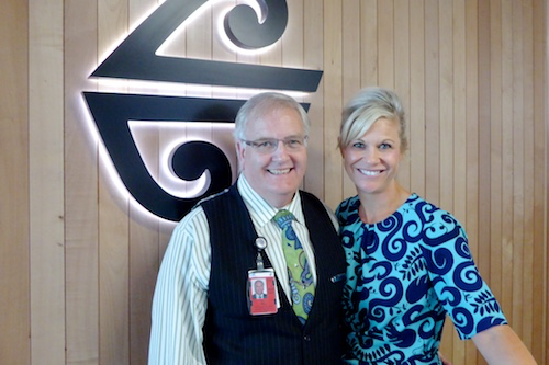 Del and Wayne take care of Air New Zealand guests in Christchurch