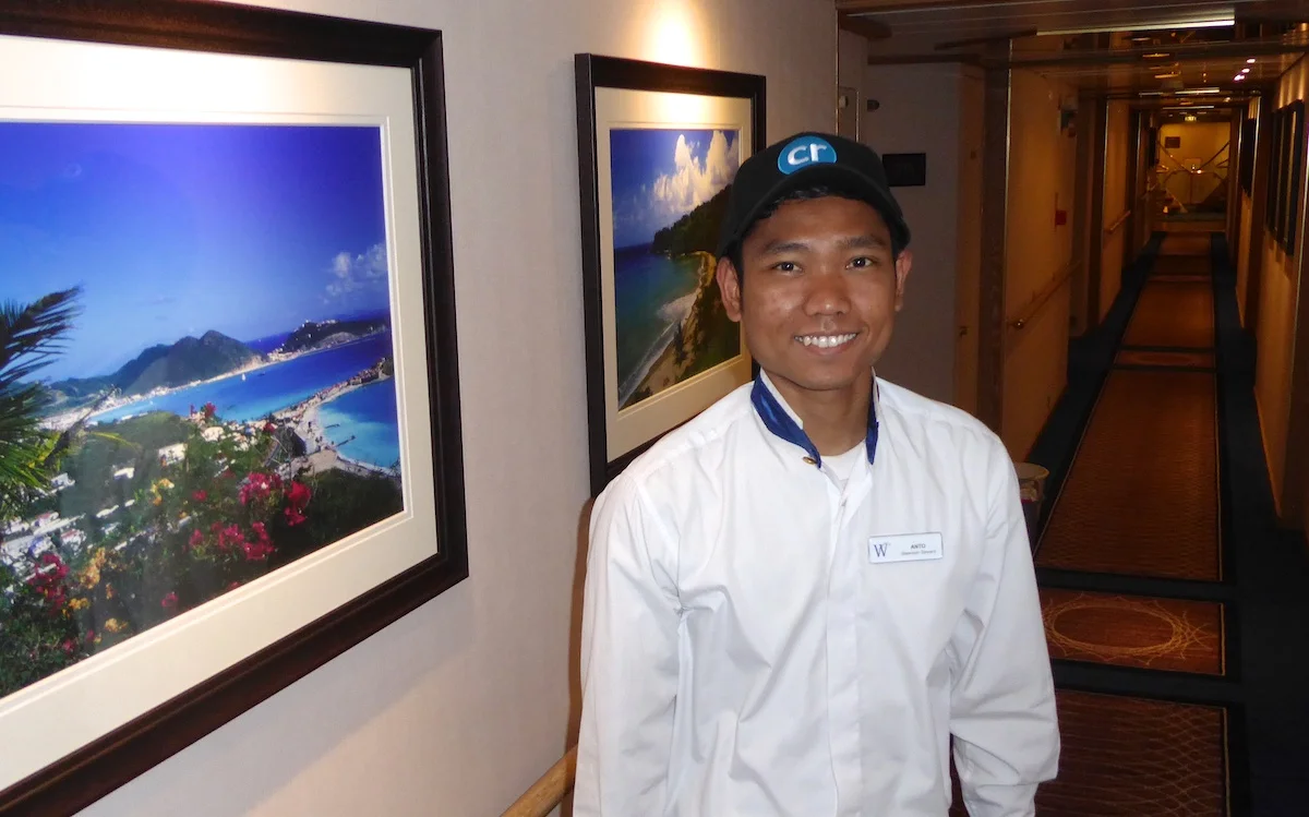 Anto, our excellent room steward, was always there when we needed him
