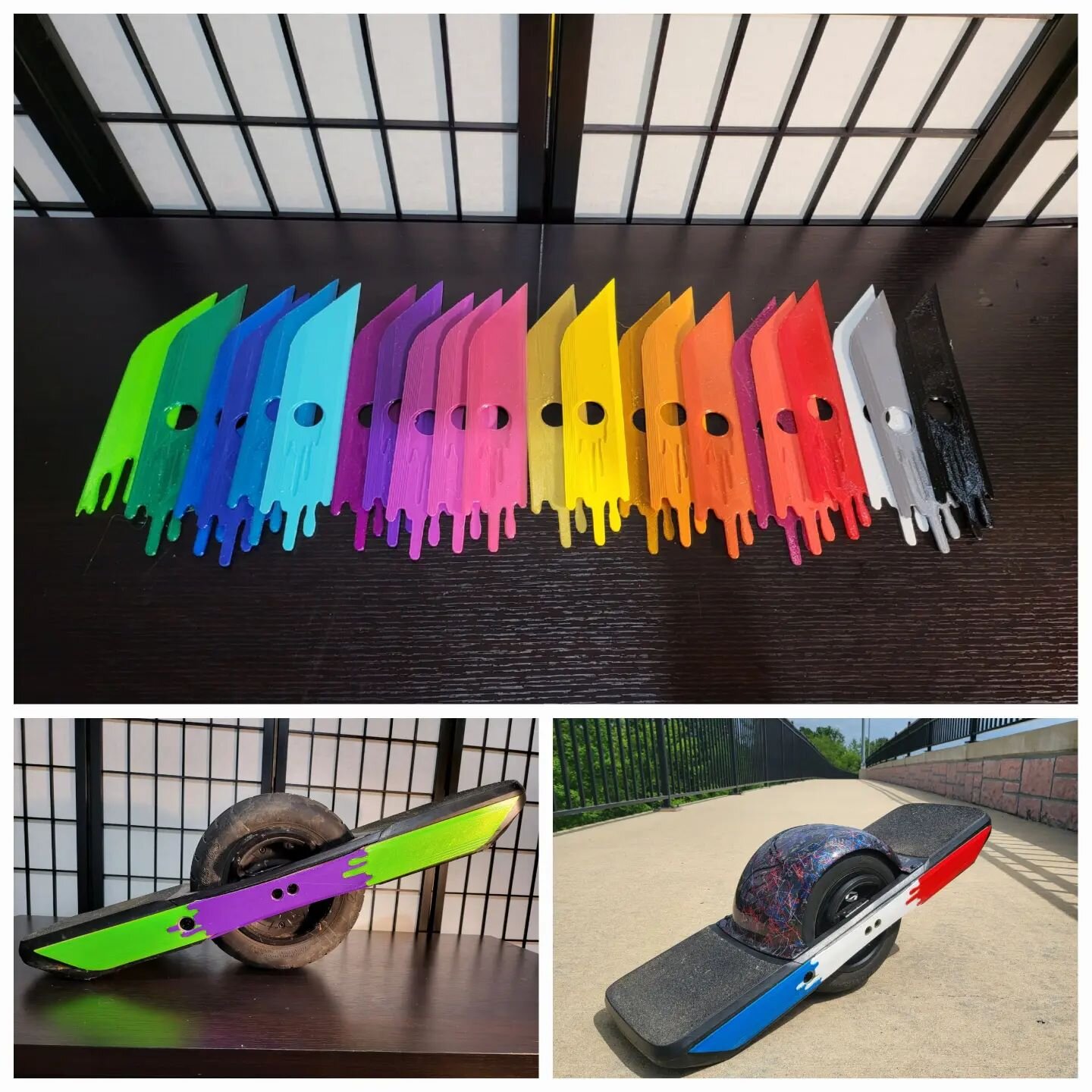 Slime Rail Guards
Stay drippy --💦--
All board models available

Choose up to 3 colors 

#onewheel #elitecustomsow #shred #3dprinting #slime #onewheelv1 #onewheelplus #onewheelxr #onewheelpint #onewheelpintx #onewheelgt #rideonewheel  #customonewheel