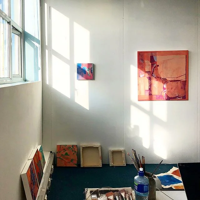 Sunshine lollipops 🌞🍭🌈 #summer #artist #studio #belfastart #ni #sunshine #abstract #painting #colourfield #pattern #shadow #instaart #canvas #oilpainting