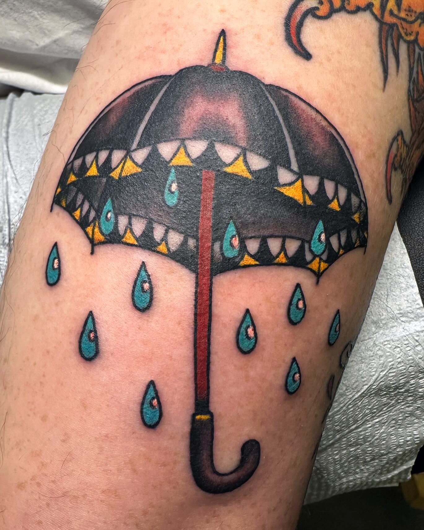 Little umbrella ☔️ done at @greenpointtattooco 
Thanks for looking 
⛓️&zwj;💥Link in bio to book your next appointment 
.
.
.
.
.
.
.
.
.
.
.
.
.
#nycartist #greenpointtattooco #traditionalart #traditionaltattoo #colortattoos #armtattoos #umbrella #u