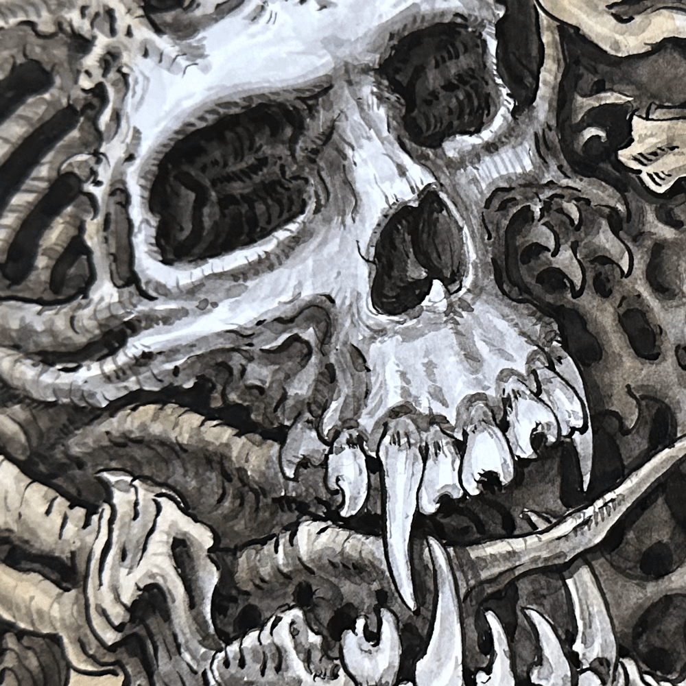 Biomech skull painting from greenpoint tattoo co
