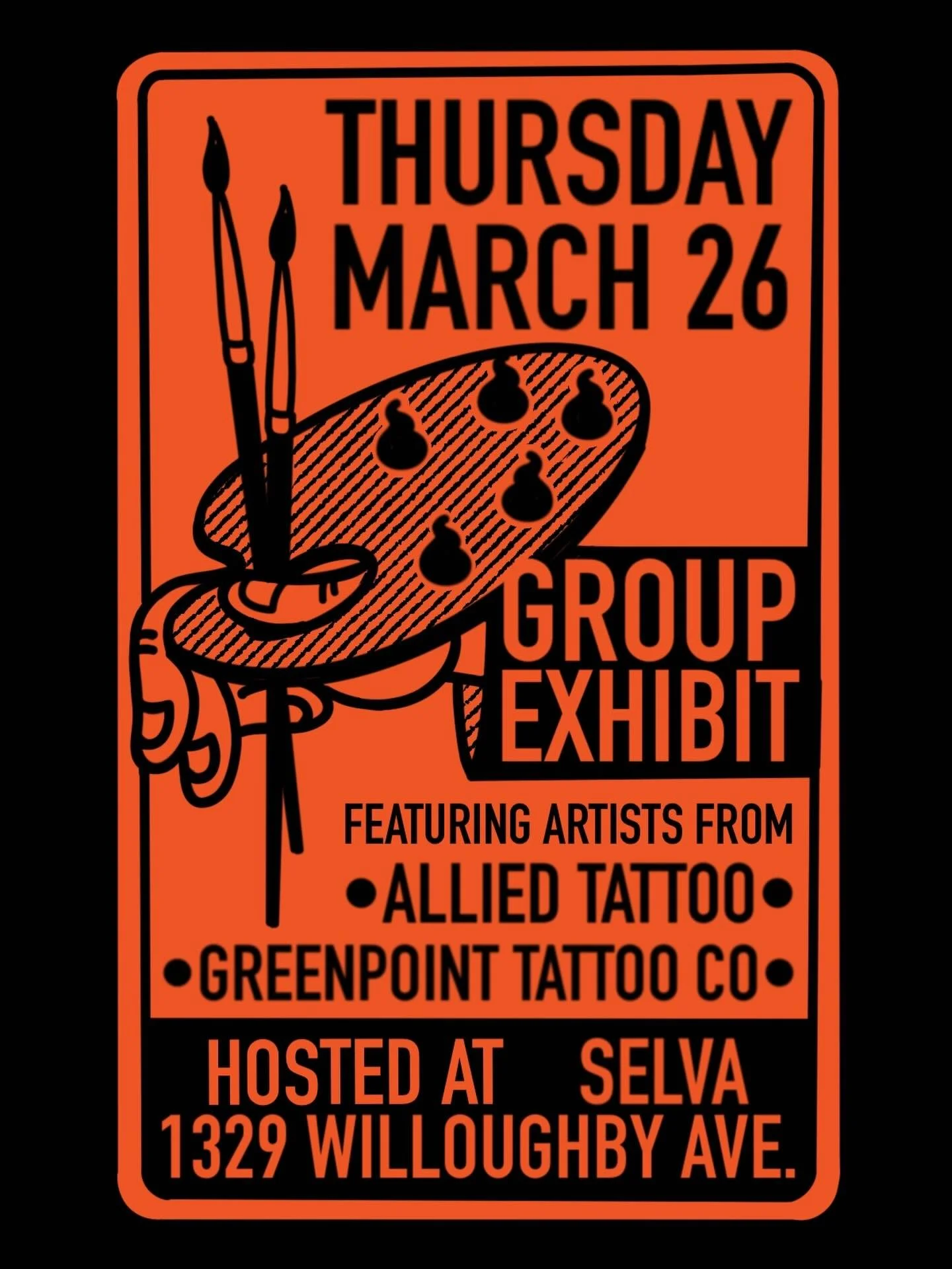 Join us, @greenpointtattooco and @allied_tattoo , at @selva_nyc for an art show on March 26 from 6-9pm! See you there. 

#artshow #brooklyn #tattooartists #tattooshop #bushwick