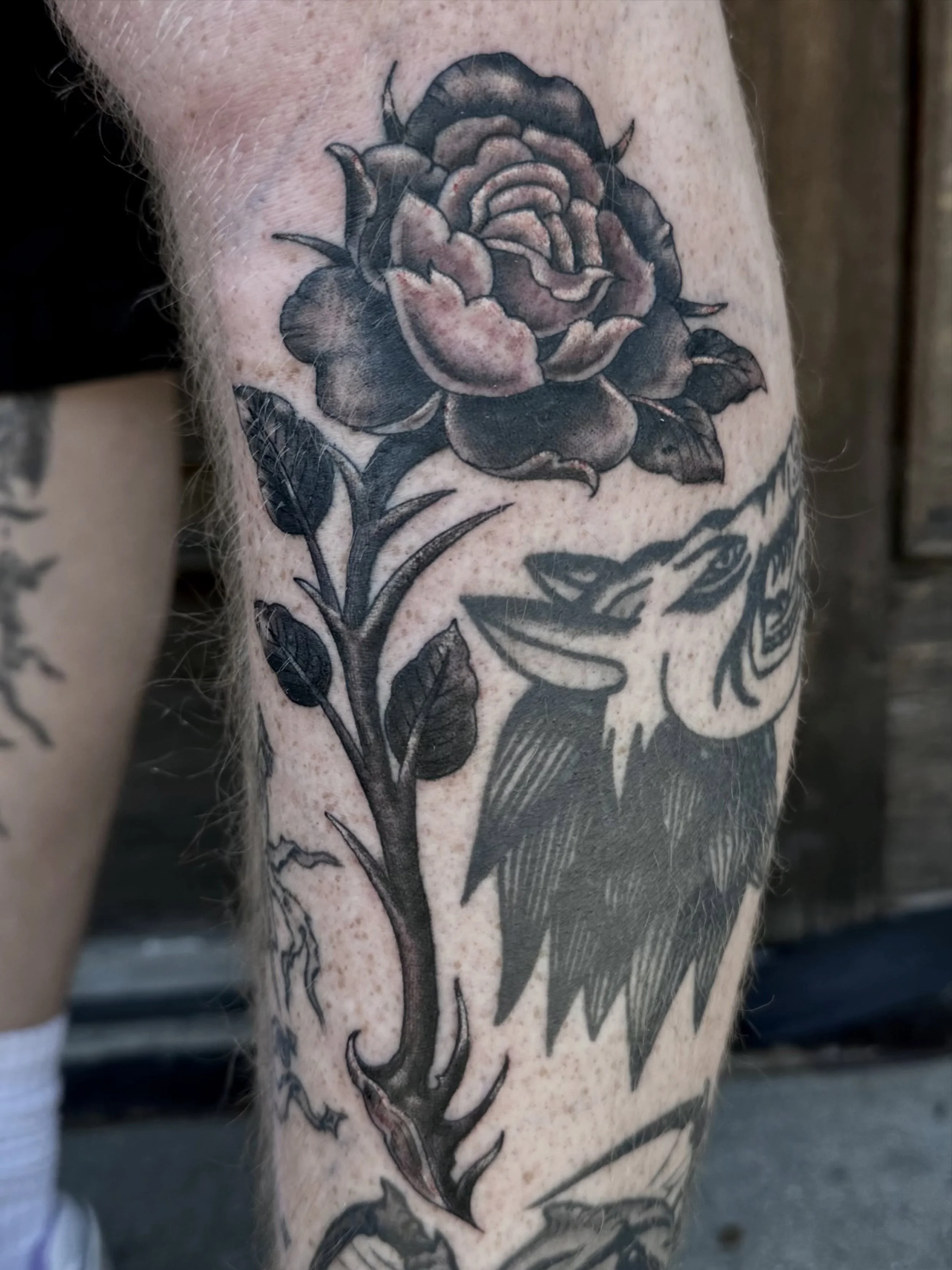 Rose done at @greenpointtattooco 
Email me or call the shop directly to book your next appointment. 

#tattoos #tattoo #blackandgreytattoo #brooklyntattoo #tattooartist