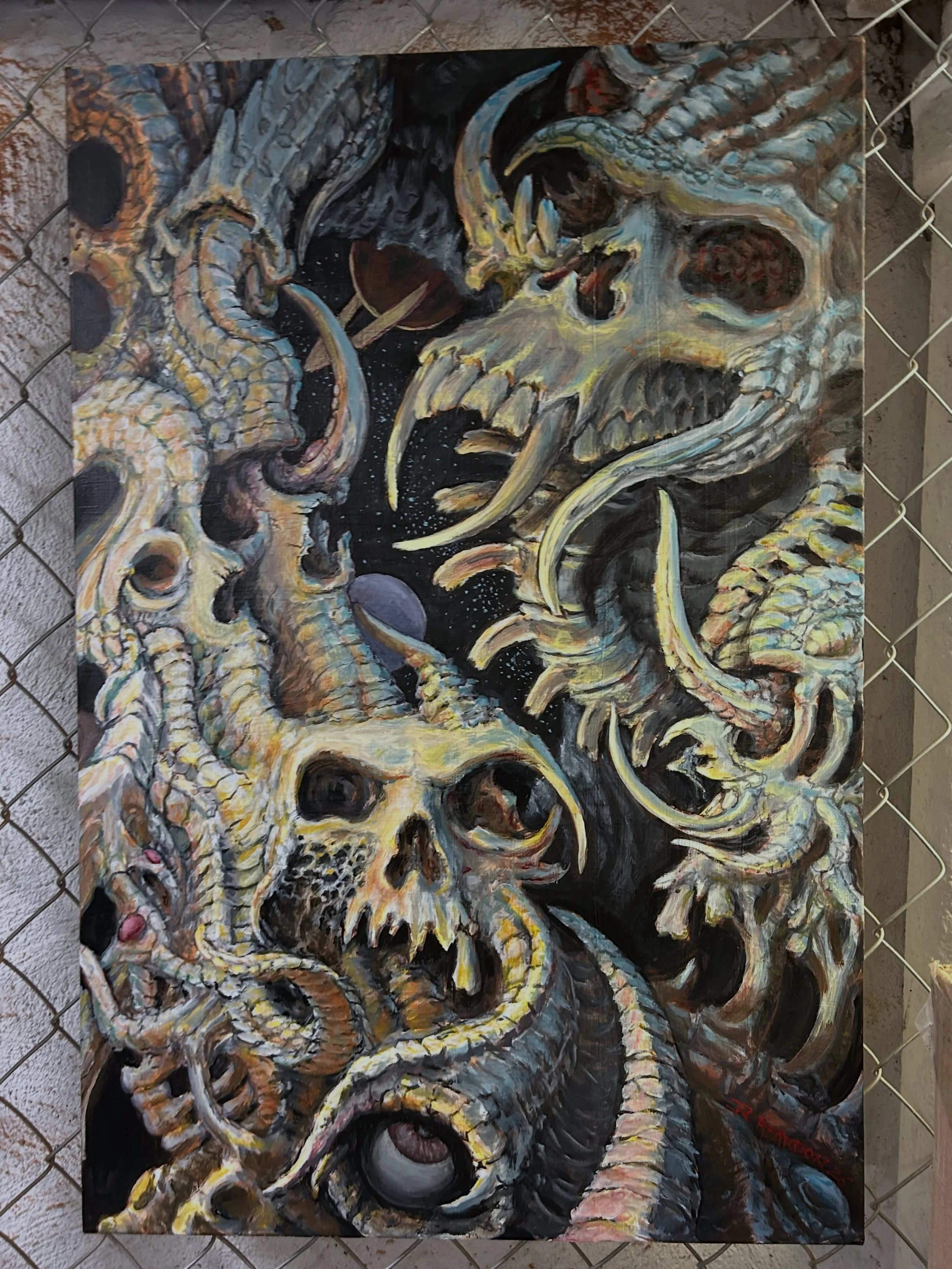 2026 painting hanging in @greenpointtattooco 

#painting #tattooartist #greenpoint #brooklynart #biomech