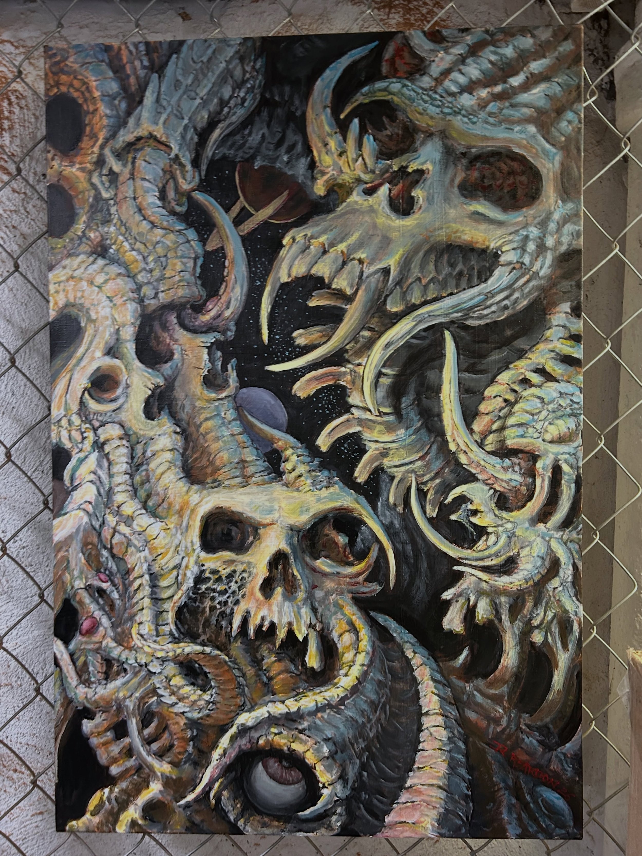 2026 painting hanging in @greenpointtattooco 

#painting #tattooartist #greenpoint #brooklynart #biomech
