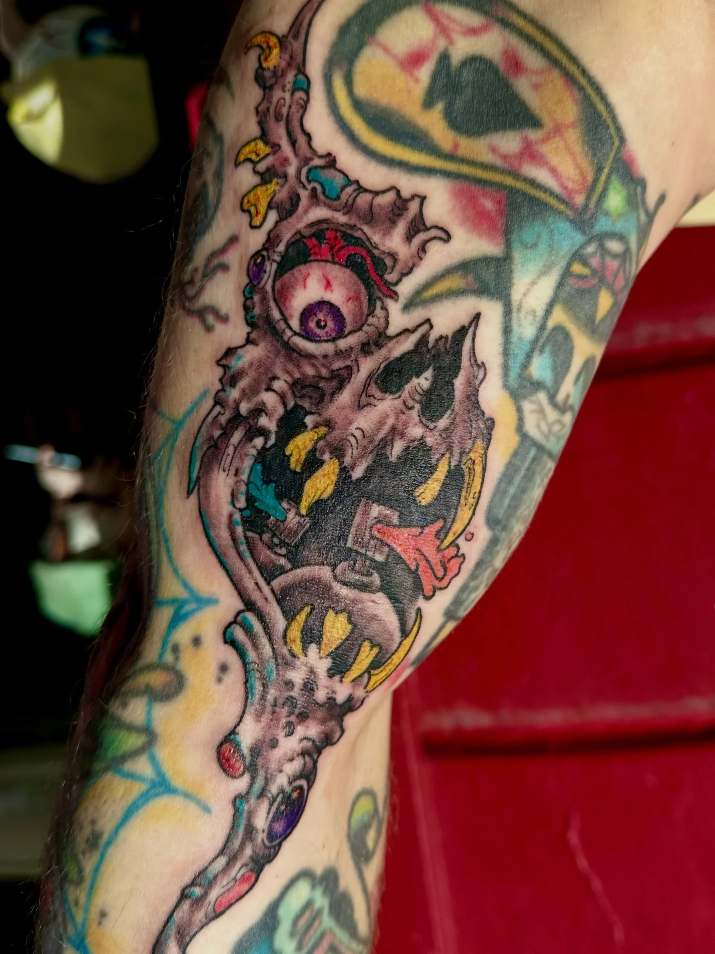 On @franzjaegertattoo done at @lefixtattoo during their anniversary party 🎉 

I&rsquo;m back in New York booking tattoos for @greenpointtattooco and @hudson_river_tattoo ! To book, call either shop directly or fill out the booking form linked in my 