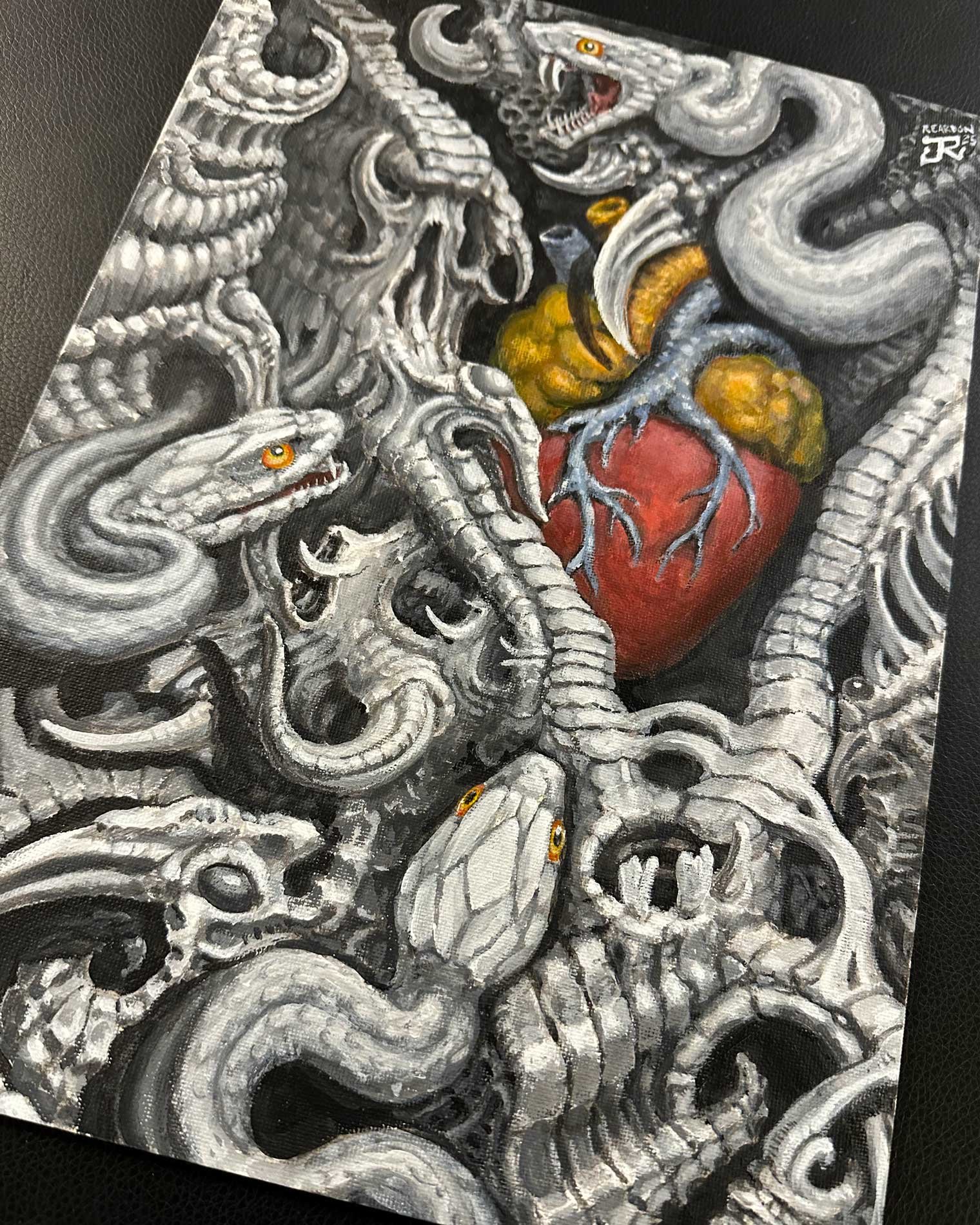Close-up photo of original painting by John Reardon from NYC.
