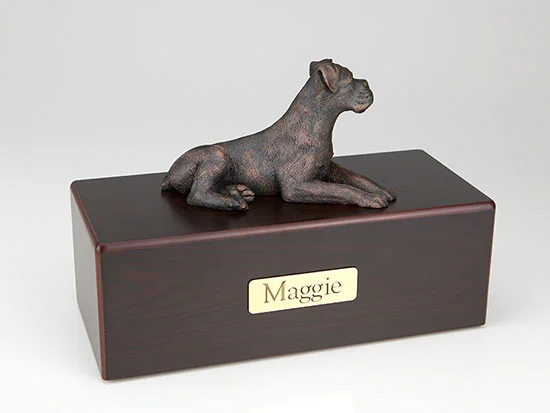 Boxer Bronze Urn Ears Down