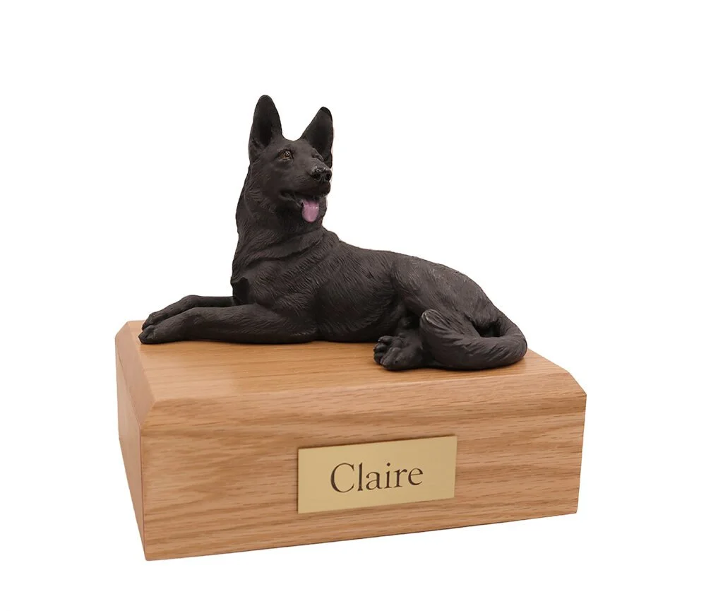 German Shepherd Urn Black