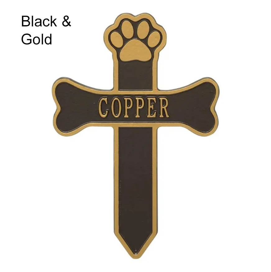 Dog Paw and Bone Personalized Memorial Cross