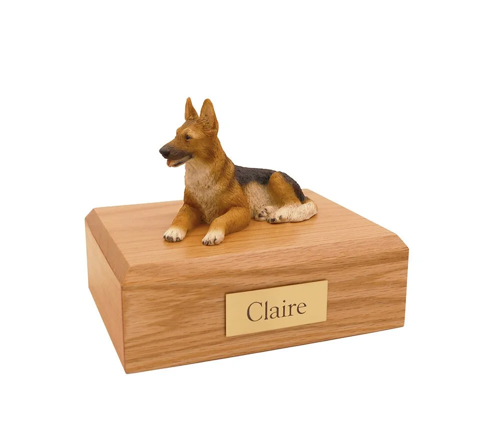 German Shepherd Urn Lying Down