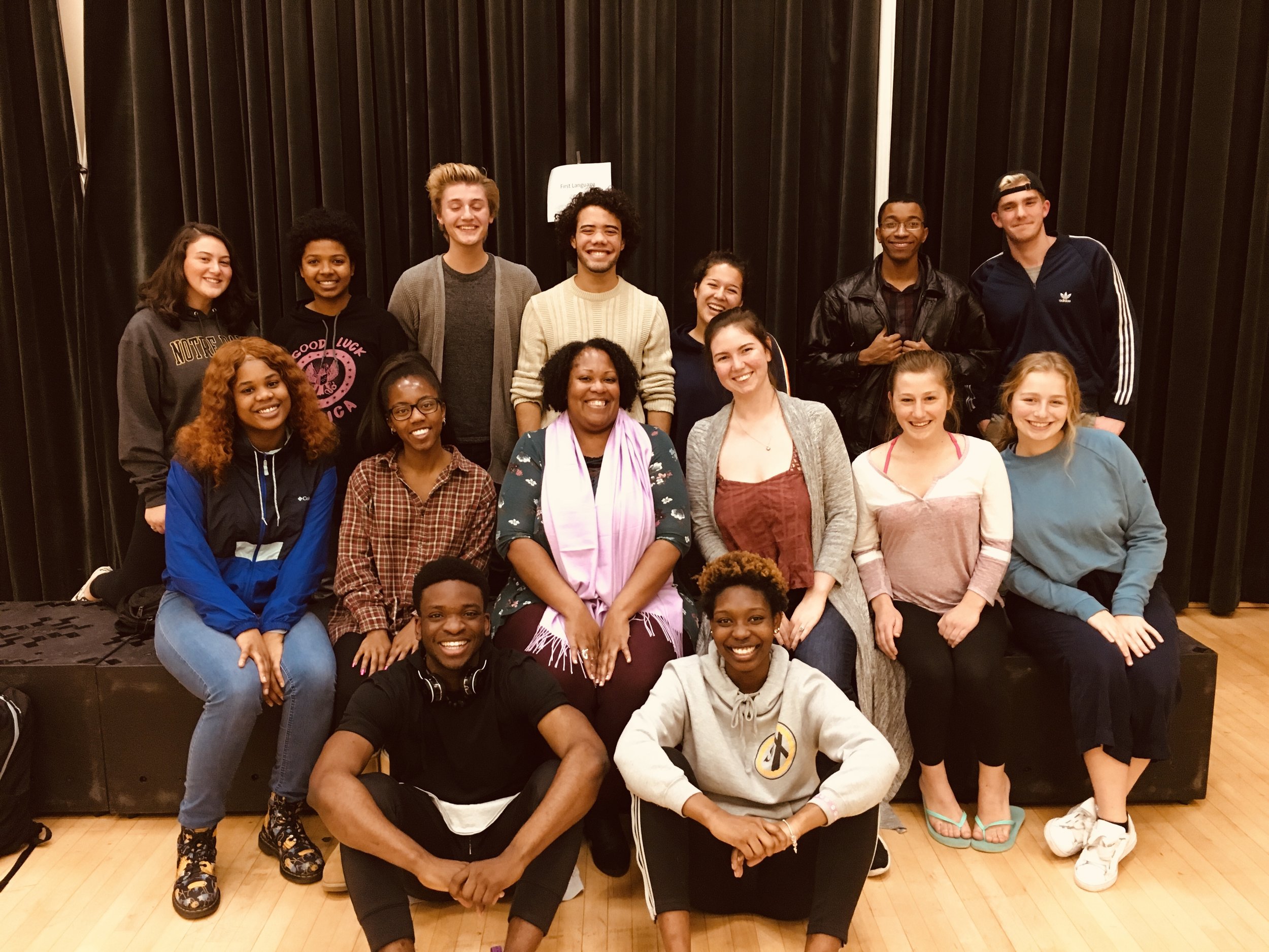 Workshop Leader Jacqueline Lawton and Co-Director Ruthie Allen with the Cast of the 2019 MTM Production