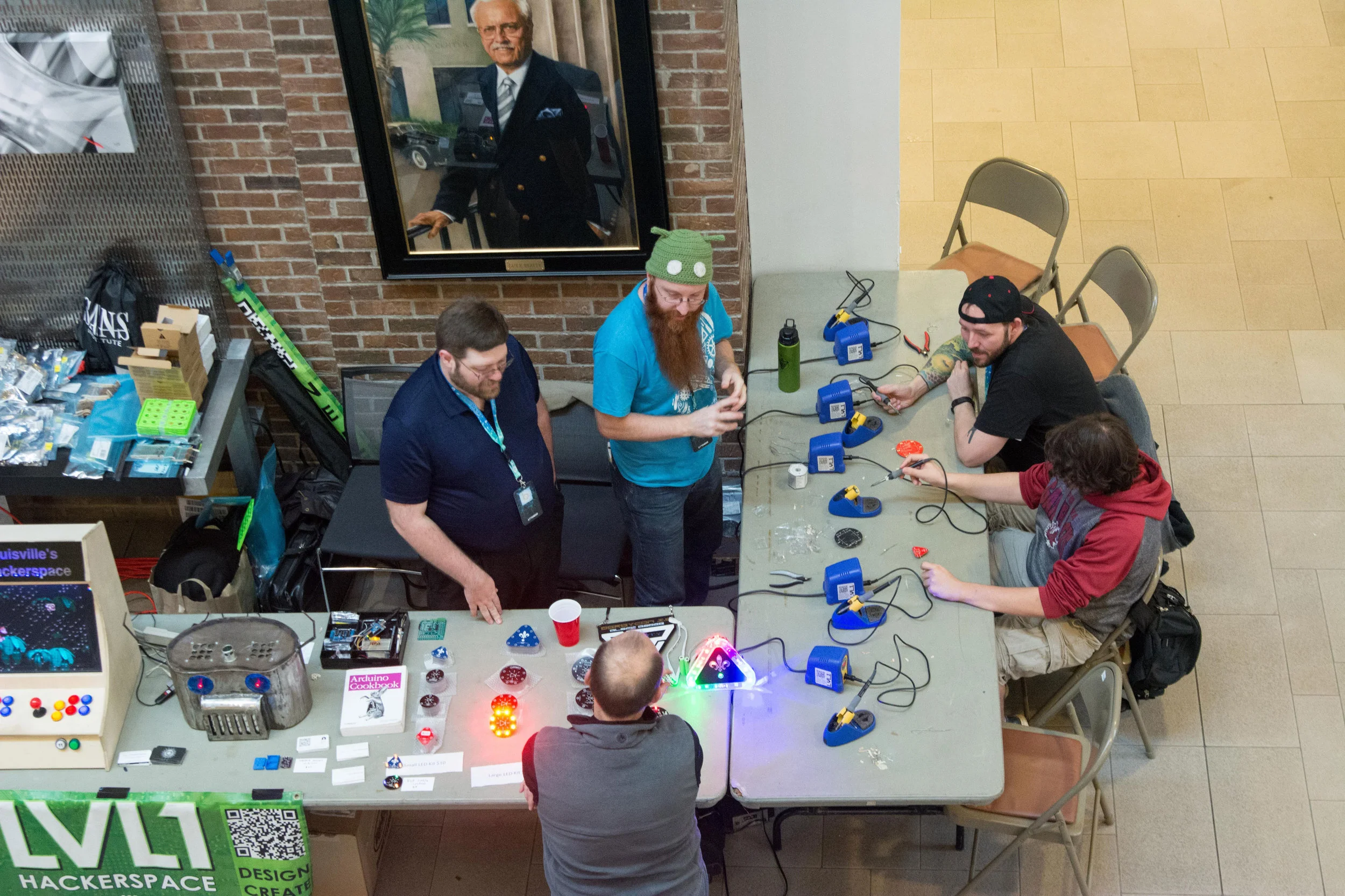 Blinky Blink teaching soldering at BSidesCHS