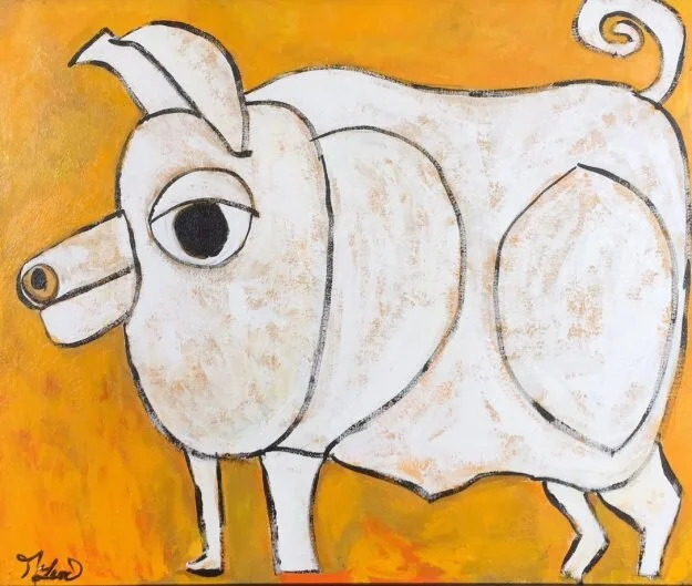 Tulip the Pig (SOLD) 24 x 24