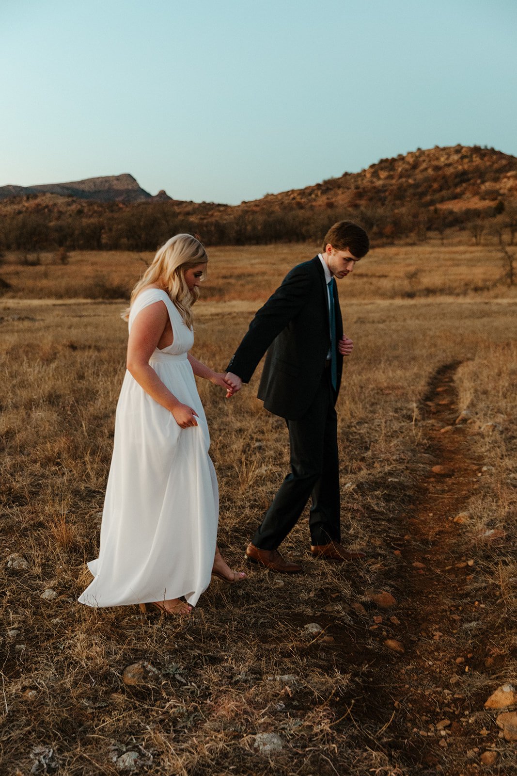 elopement style blue hour portraits at mt. scott in oklahoma.